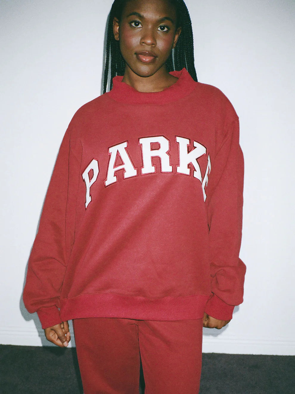 Varsity Mockneck - Burgundy + White