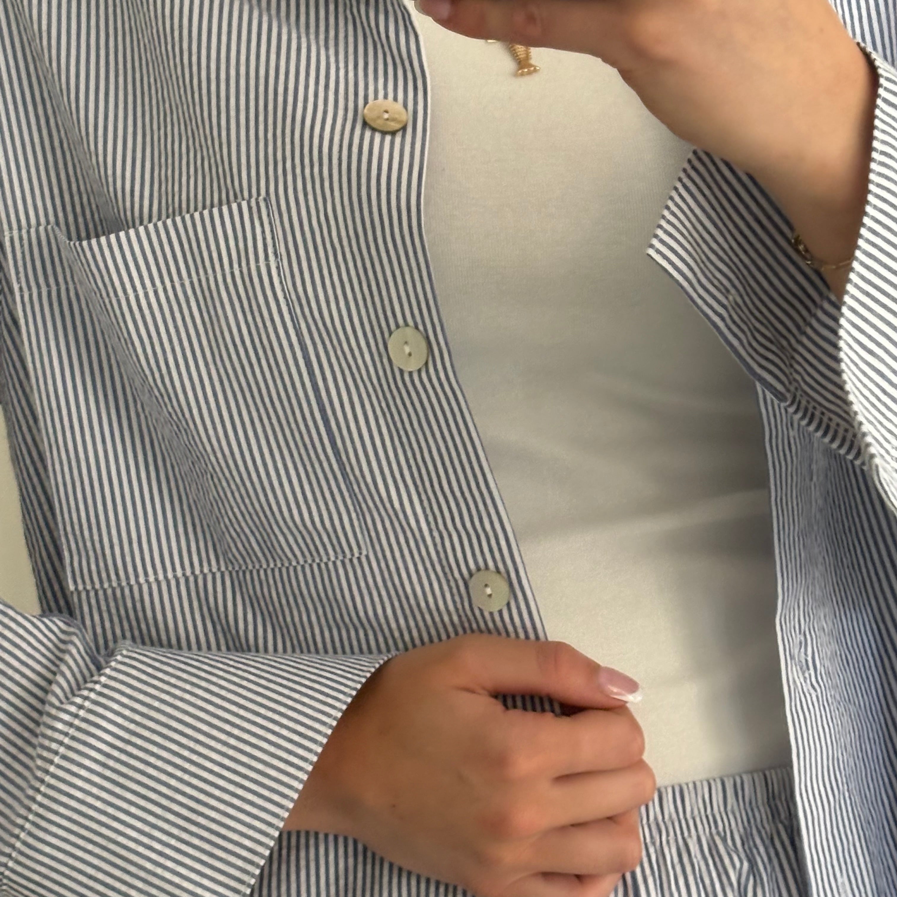 Daily Button Up - Blue Seersucker