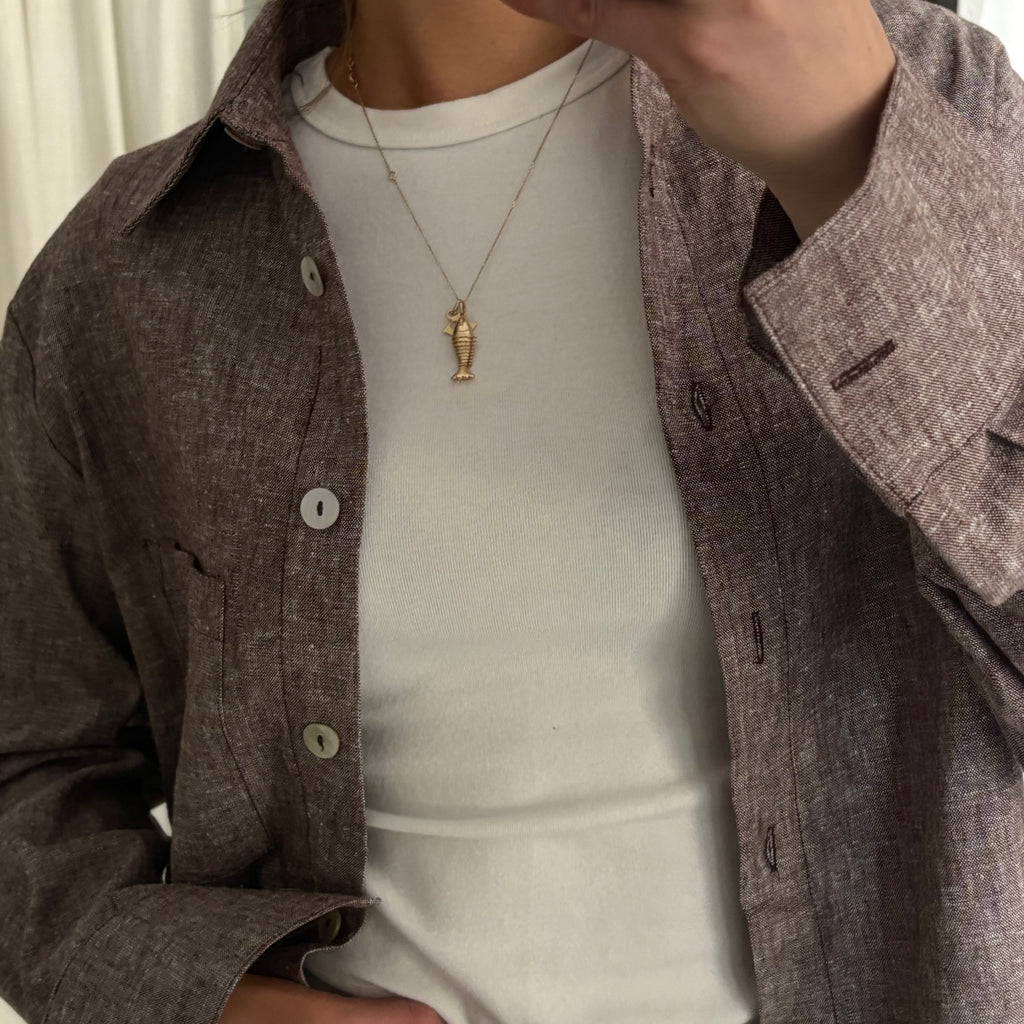 Daily Button Up - Brown Chambray