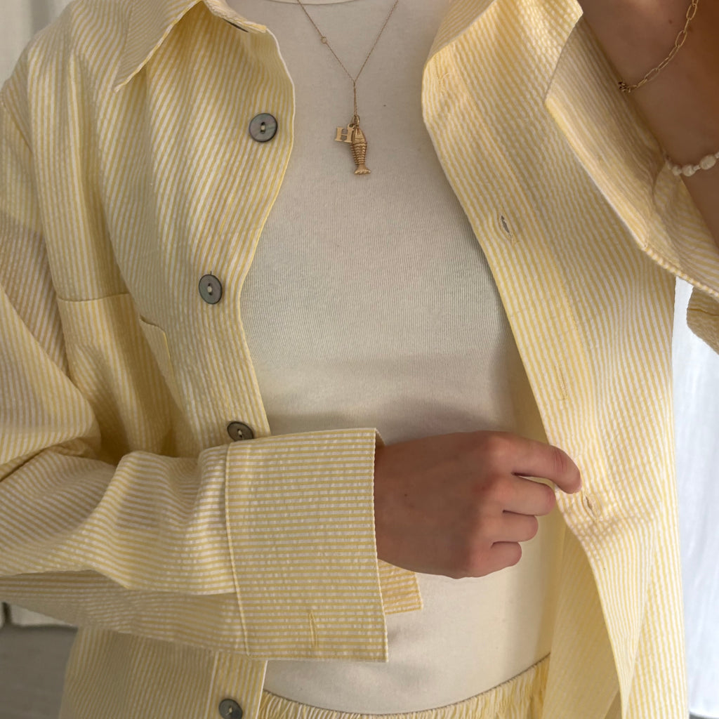 Daily Button Up - Yellow Seersucker