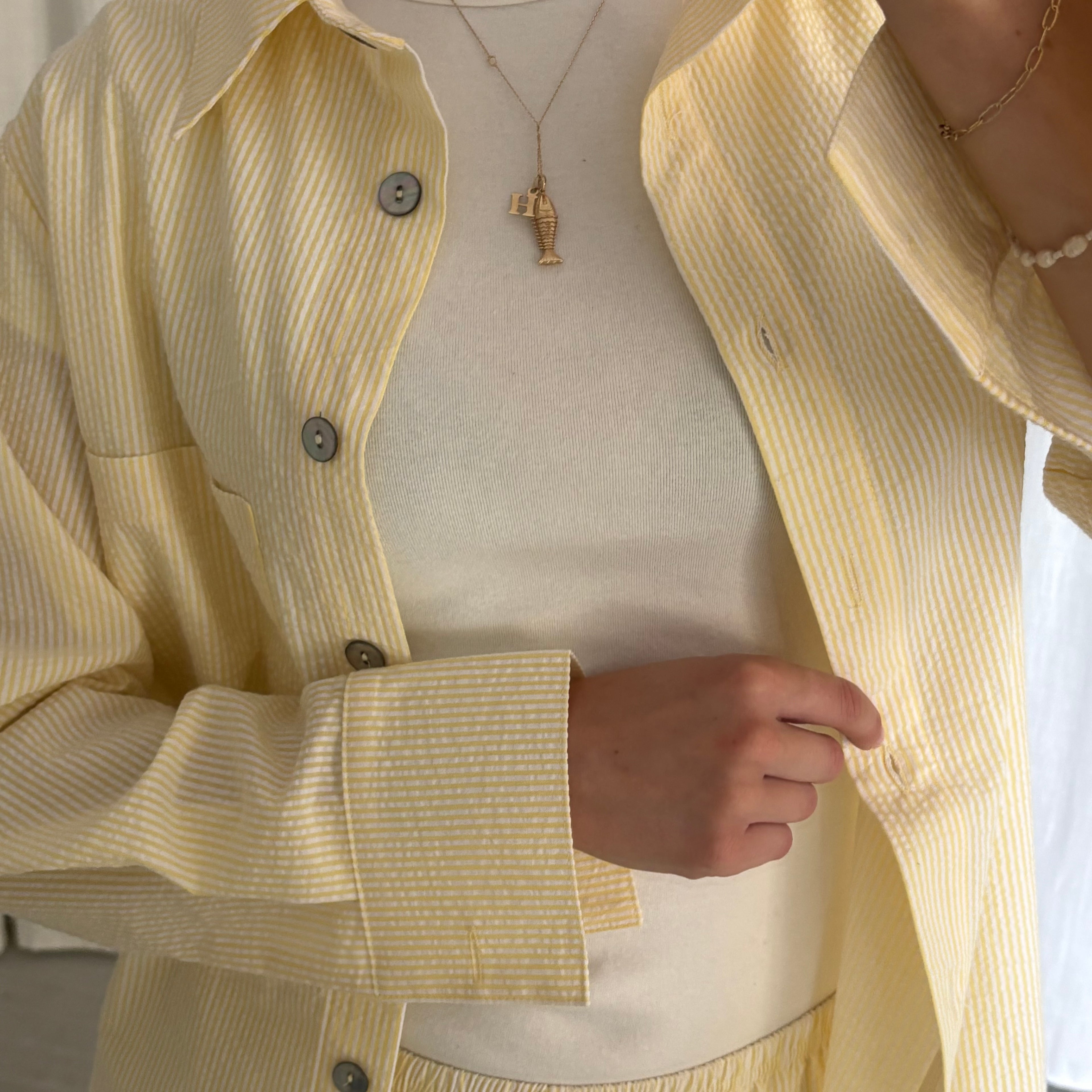 Daily Button Up - Yellow Seersucker