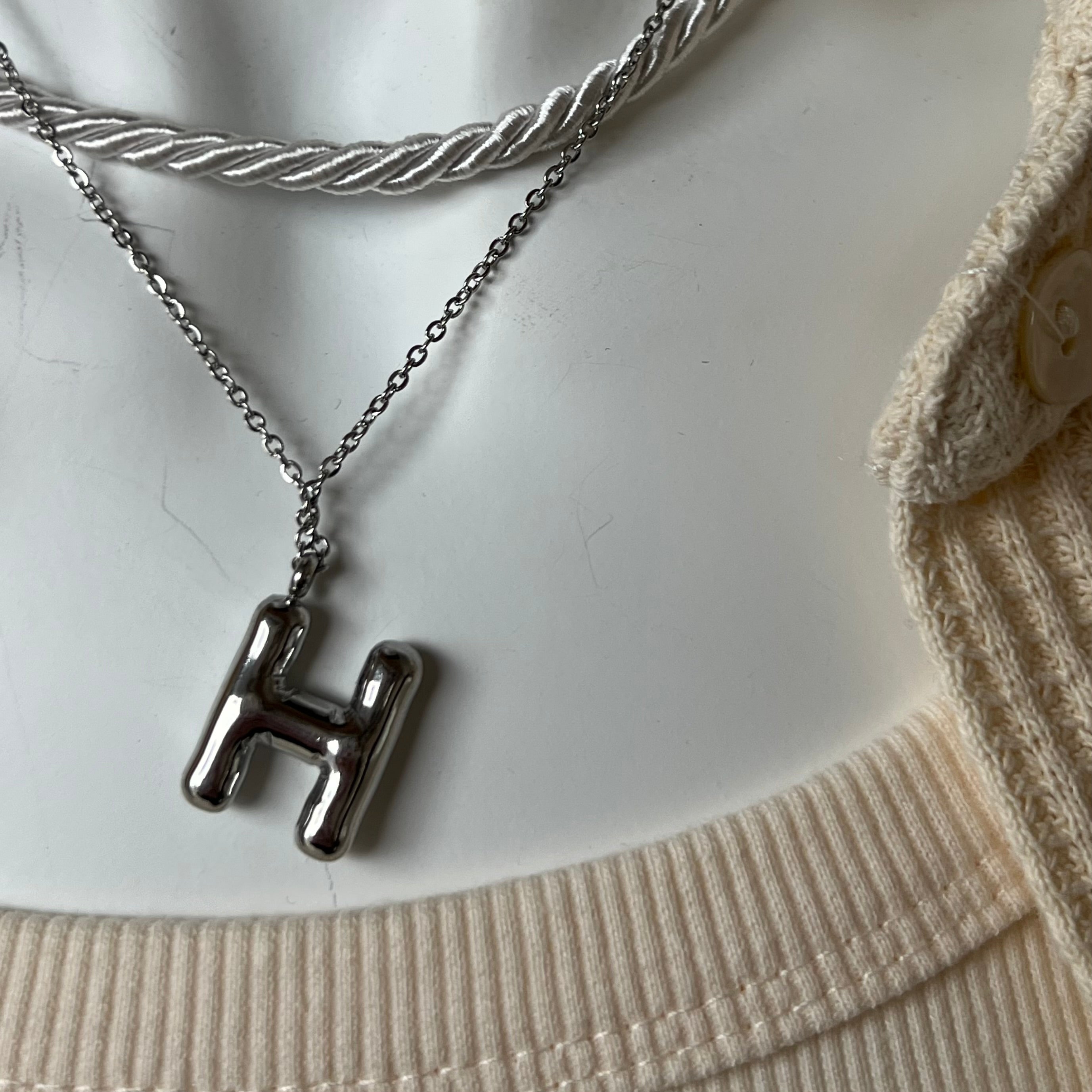 Puffy Initial Necklace