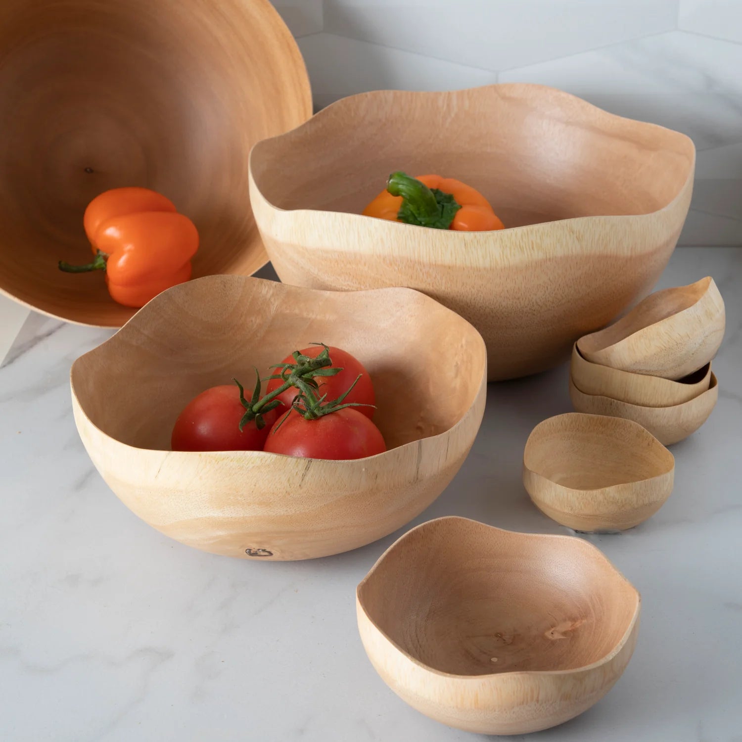 Kiln Mango Wood Wave Edge Bowl - Small