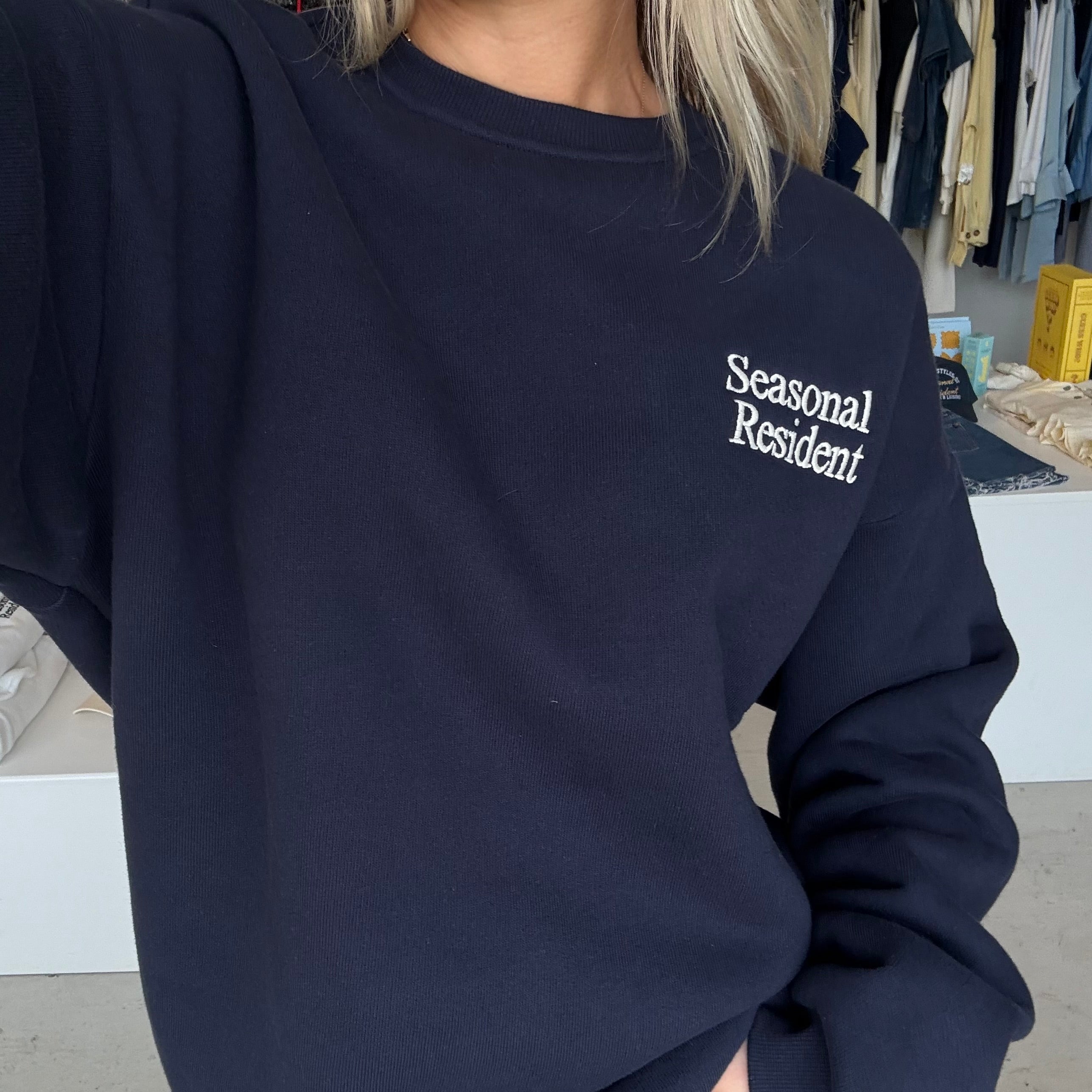 Embroidered Crewneck - Navy