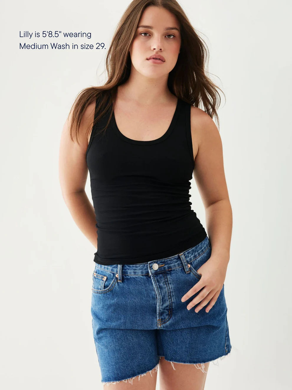 Long Baggy Shorts - Med Wash