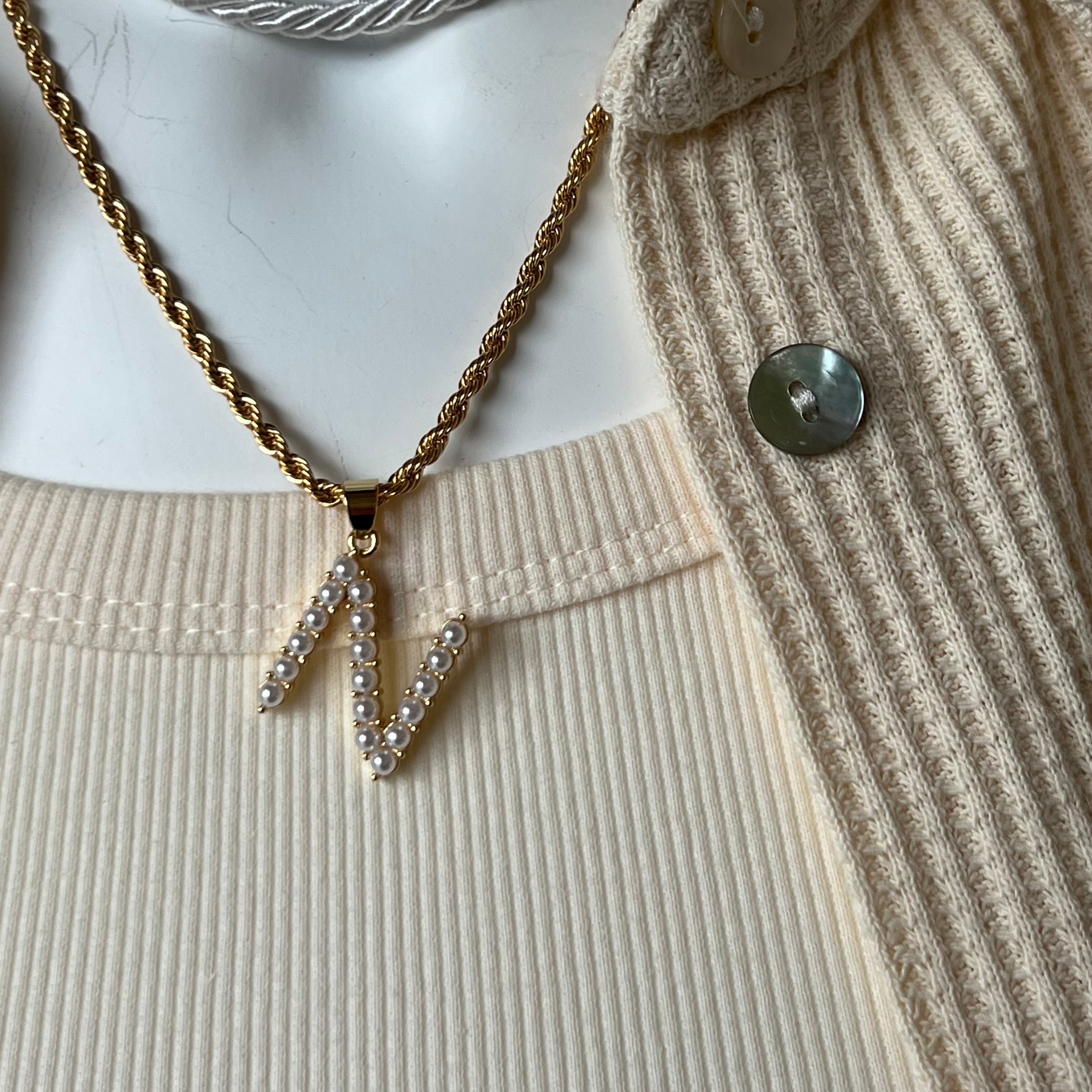 Pearl Initial Charm