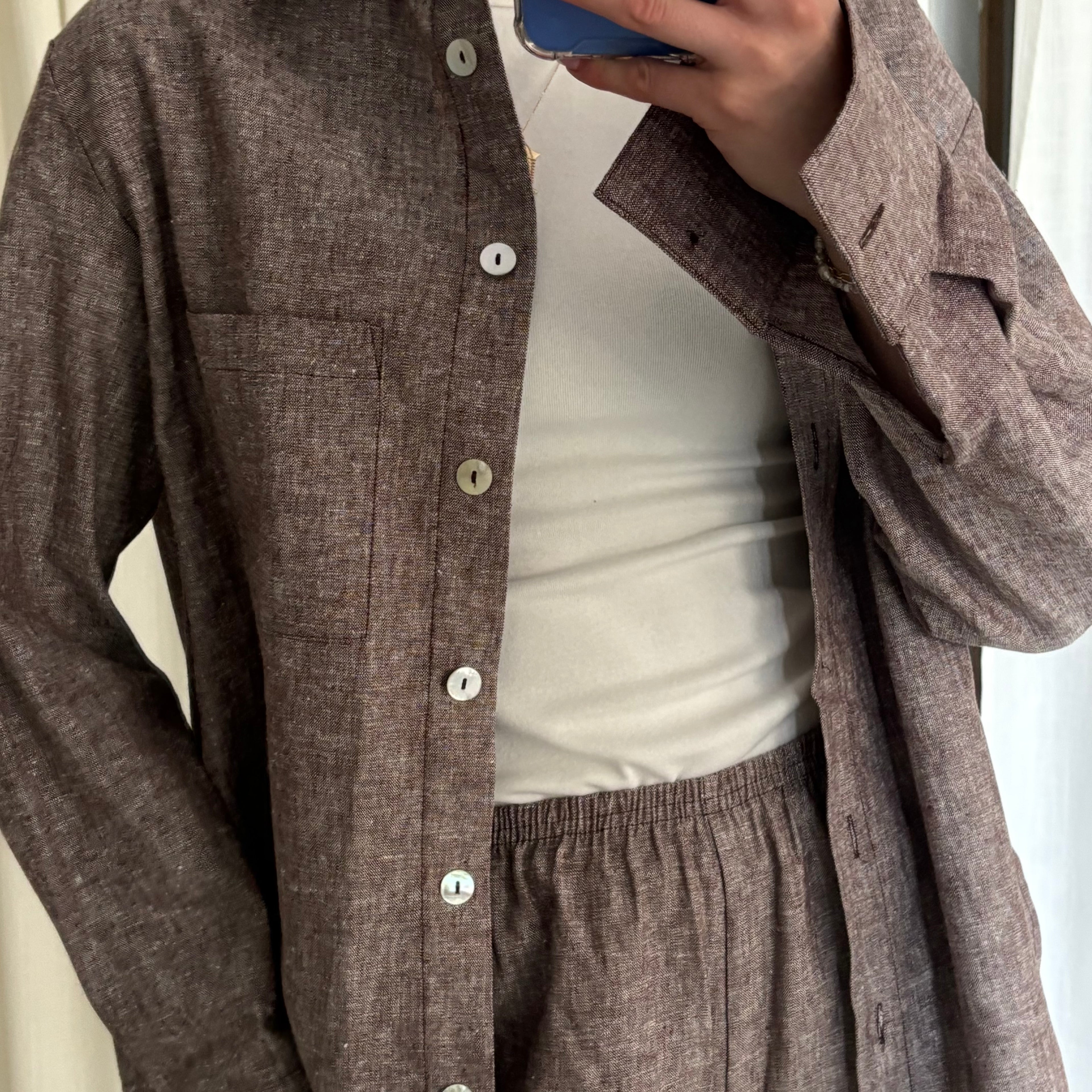 Daily Button Up - Brown Chambray