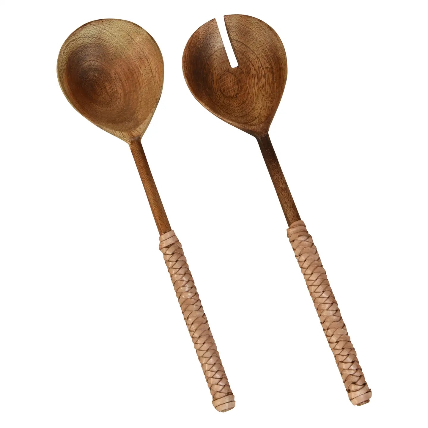 Burke Salad Servers - Tan Leather