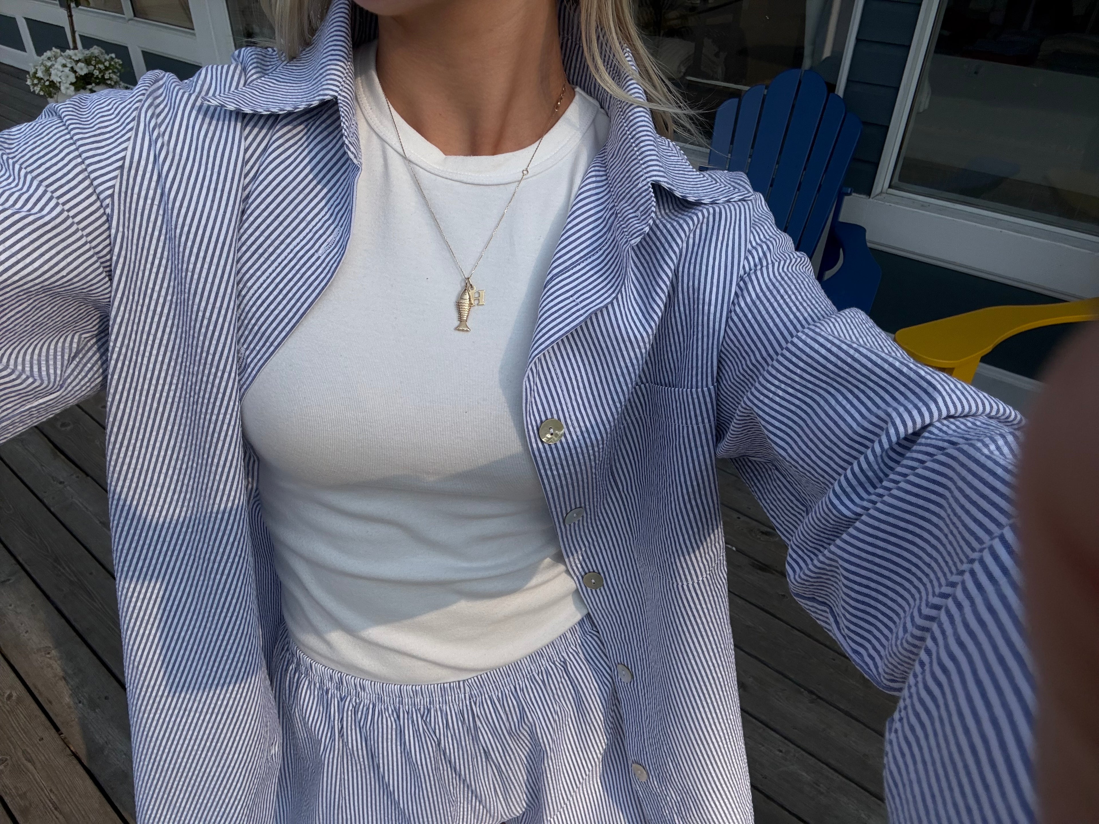 Daily Button Up - Blue Seersucker