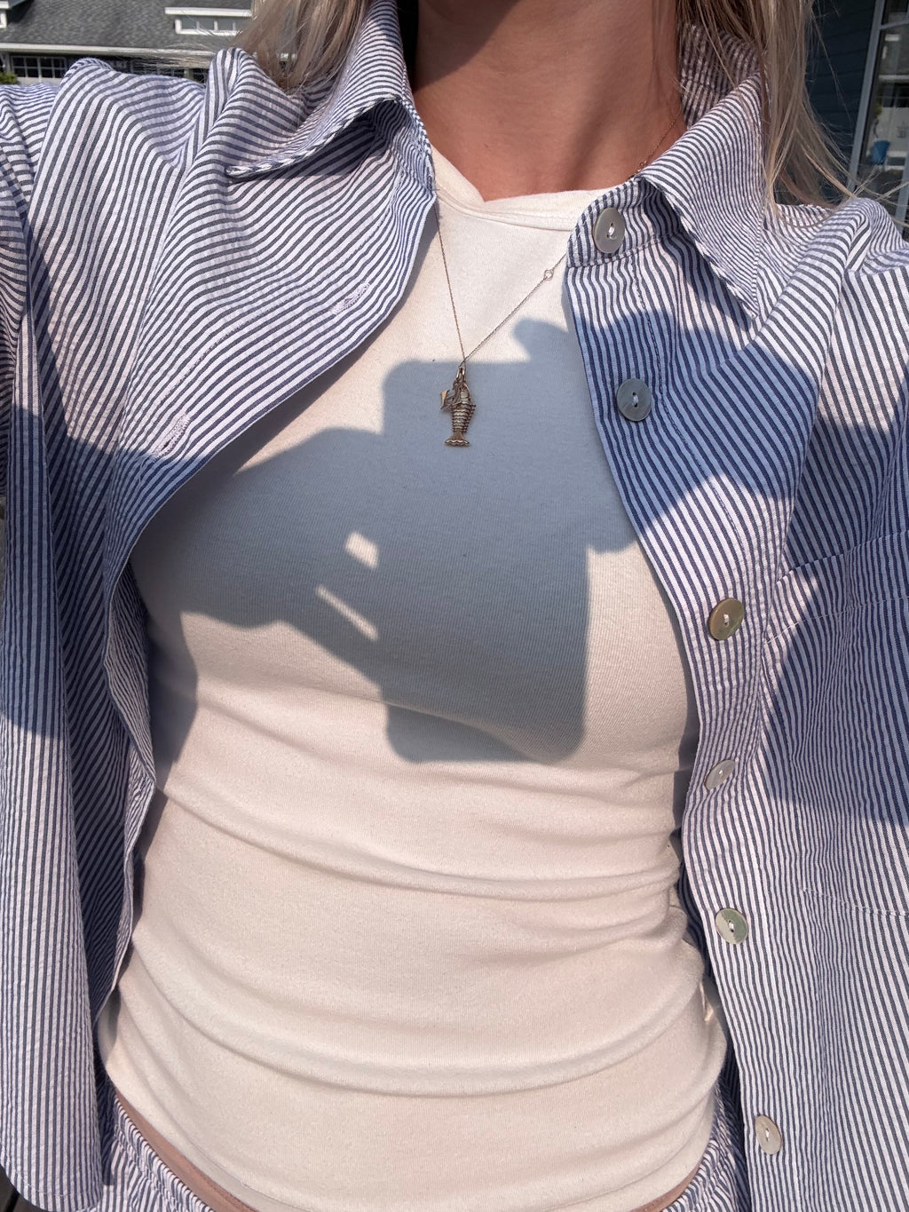 Daily Button Up - Blue Seersucker
