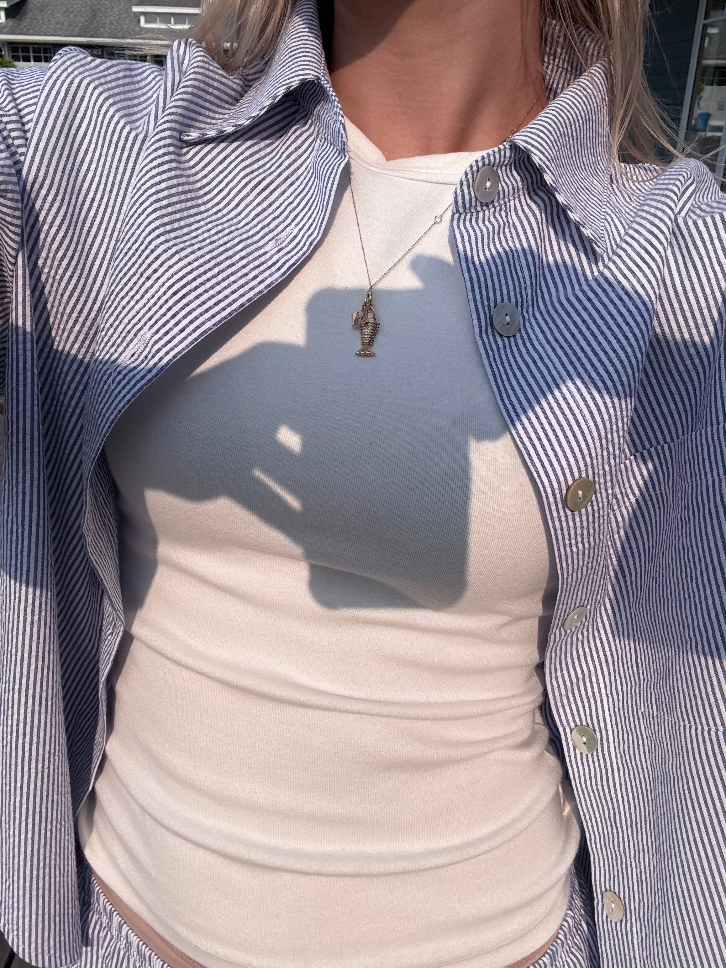 Daily Button Up - Blue Seersucker