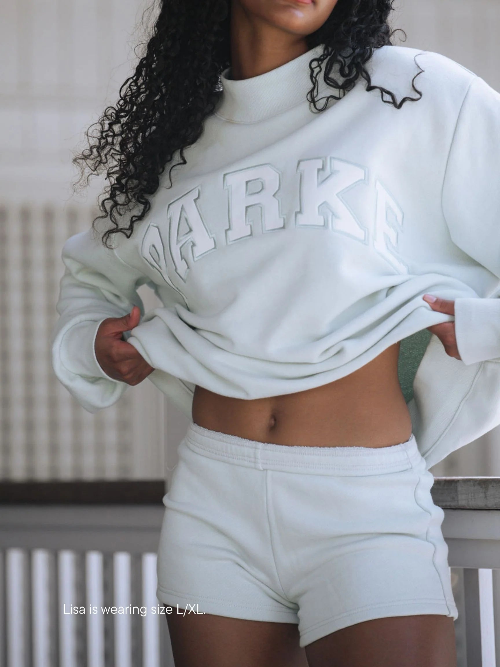 Bridal Varsity Mockneck - Something Blue/Cream