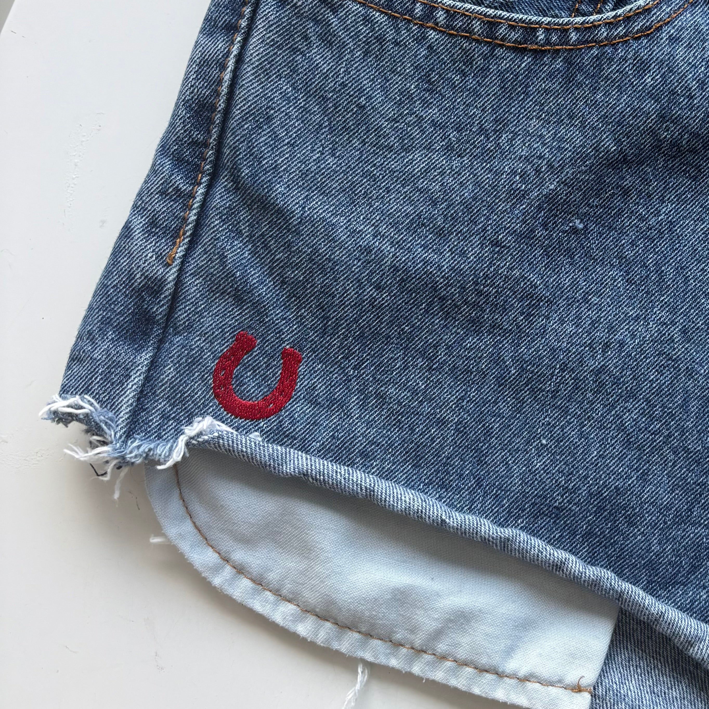 Embroidered Vintage Denim Short