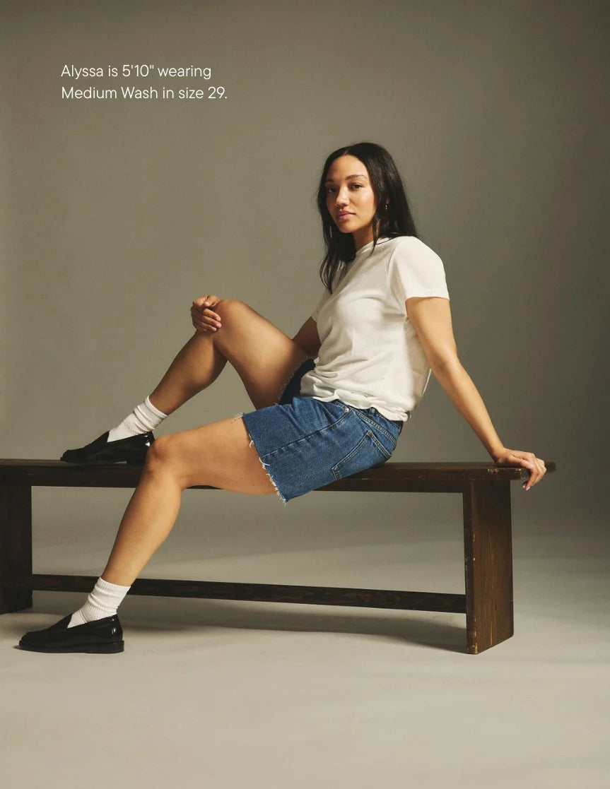 Long Baggy Shorts - Med Wash