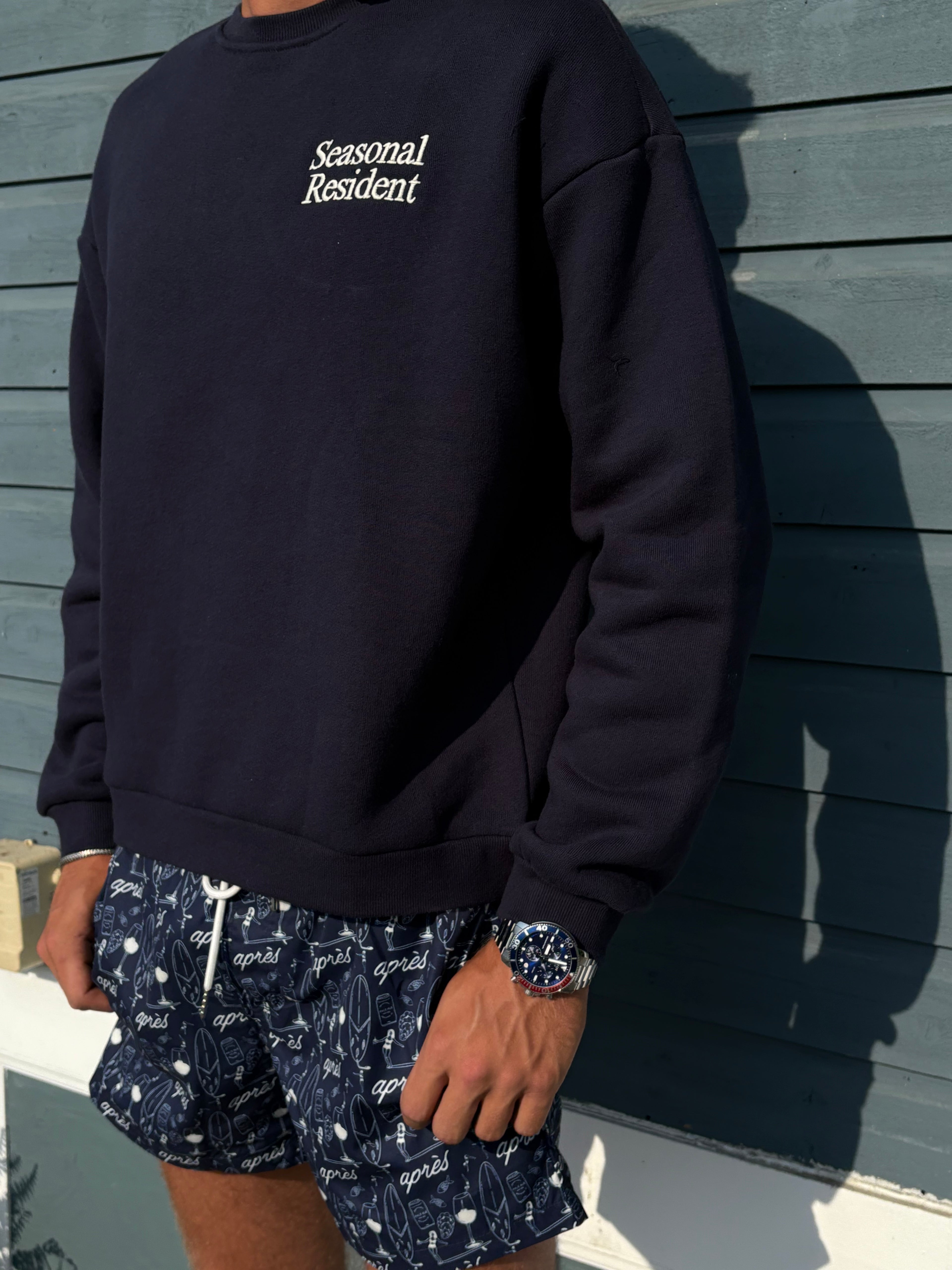 Embroidered Crewneck - Navy