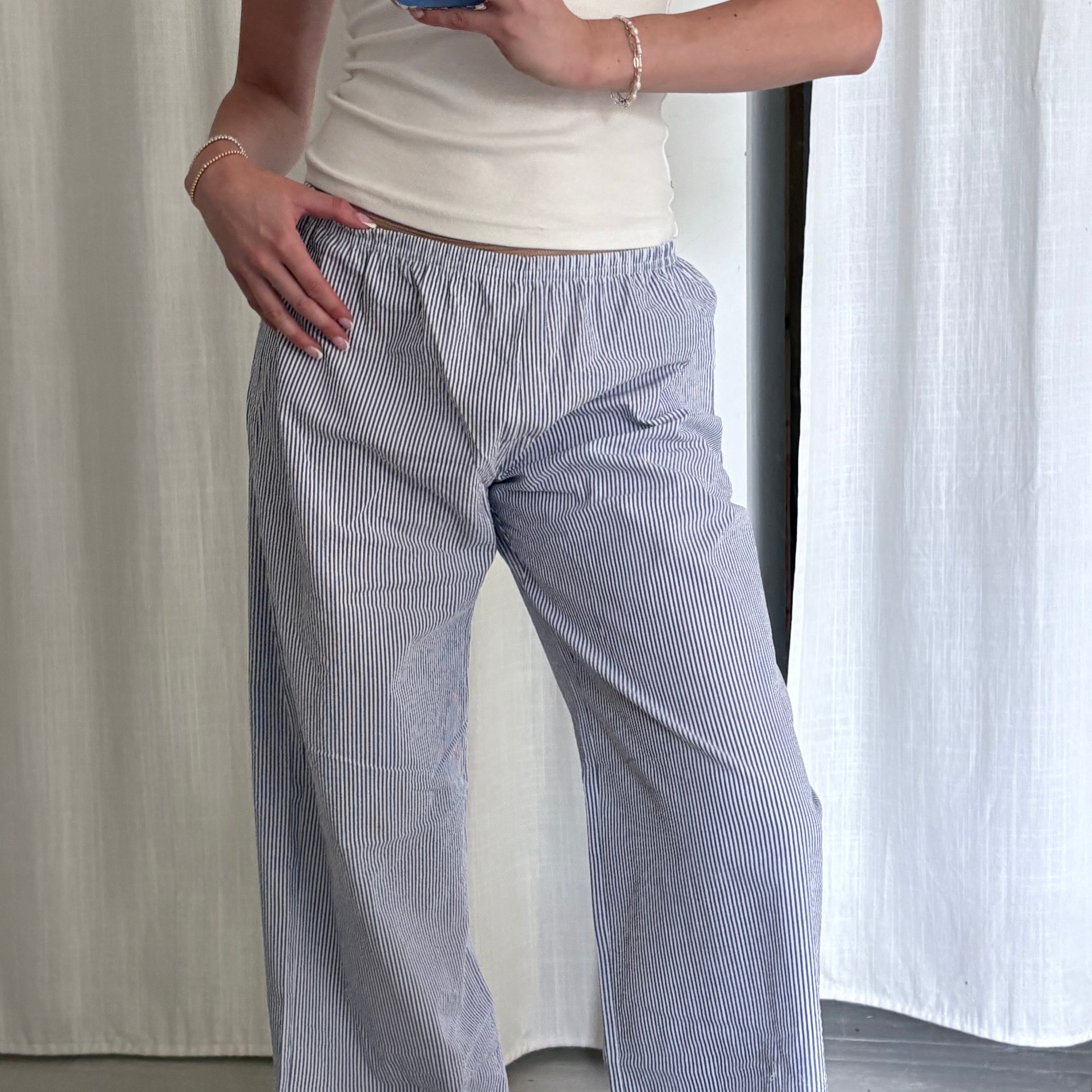 Daily Pant - Blue Seersucker