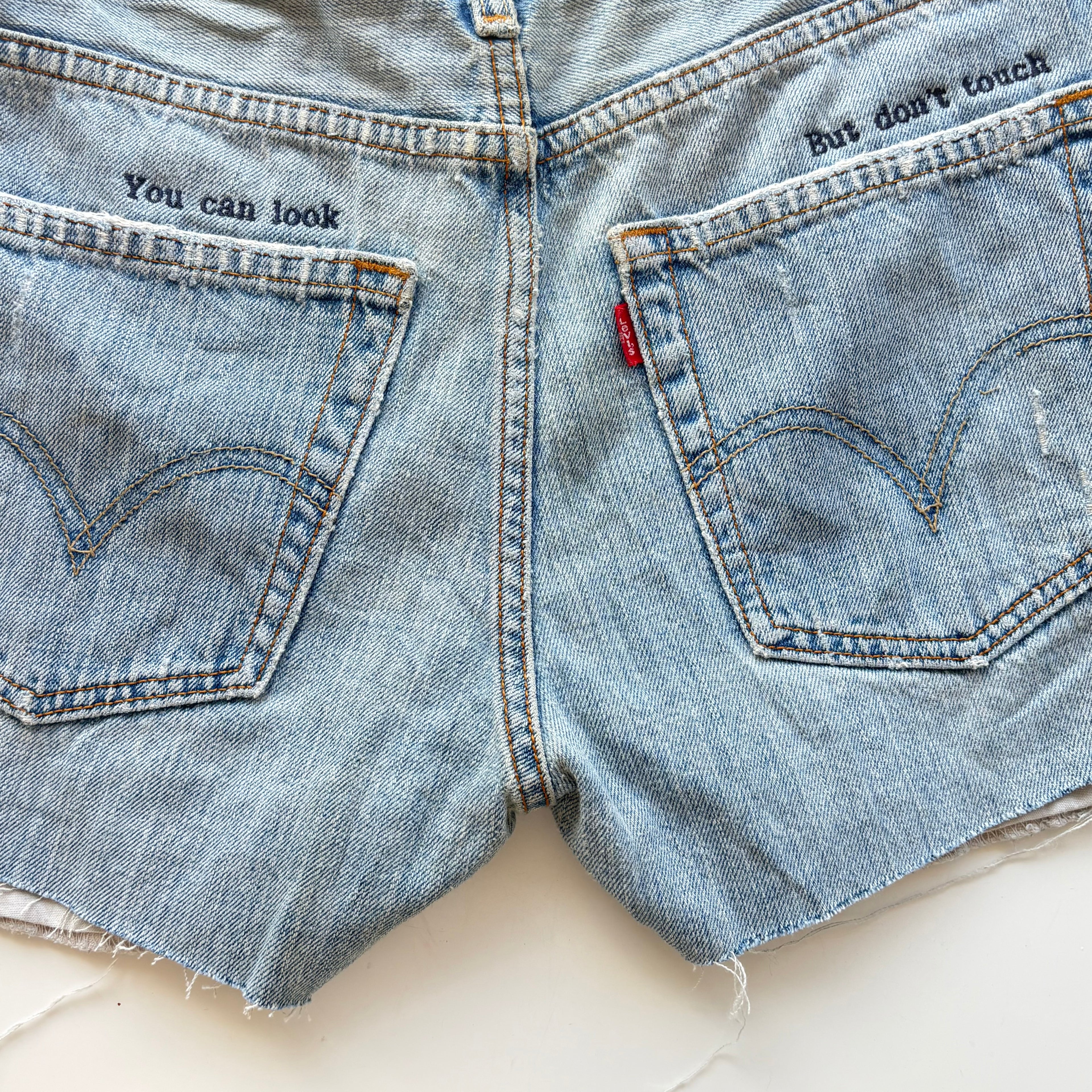 Embroidered Vintage Denim Short
