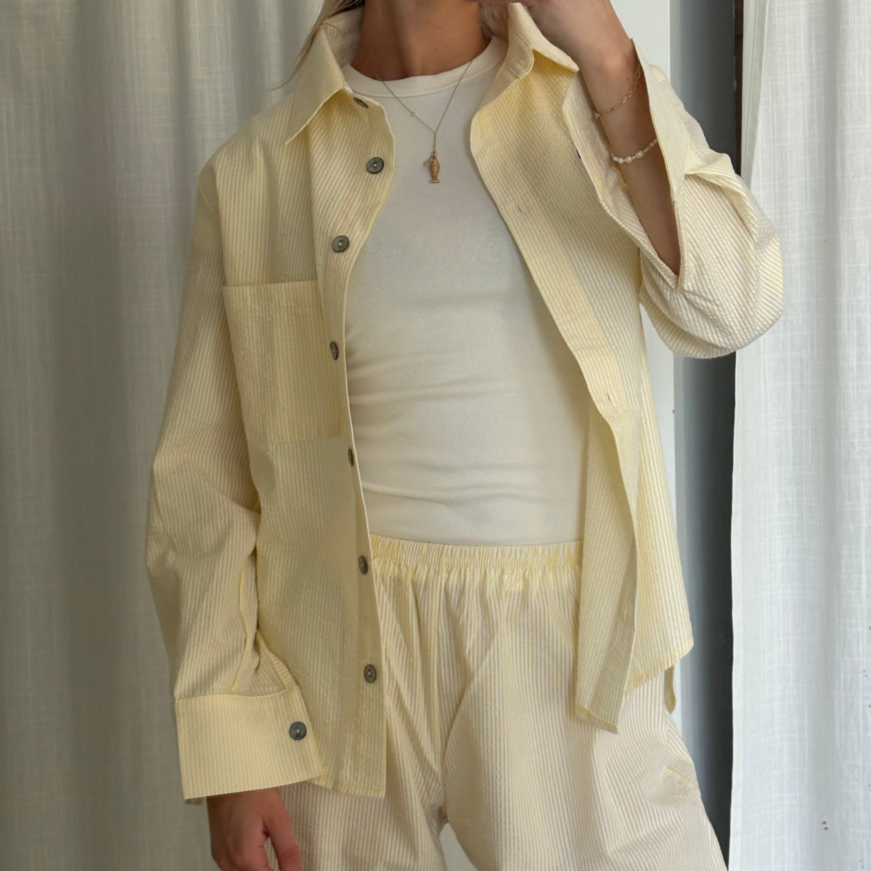 Daily Button Up - Yellow Seersucker