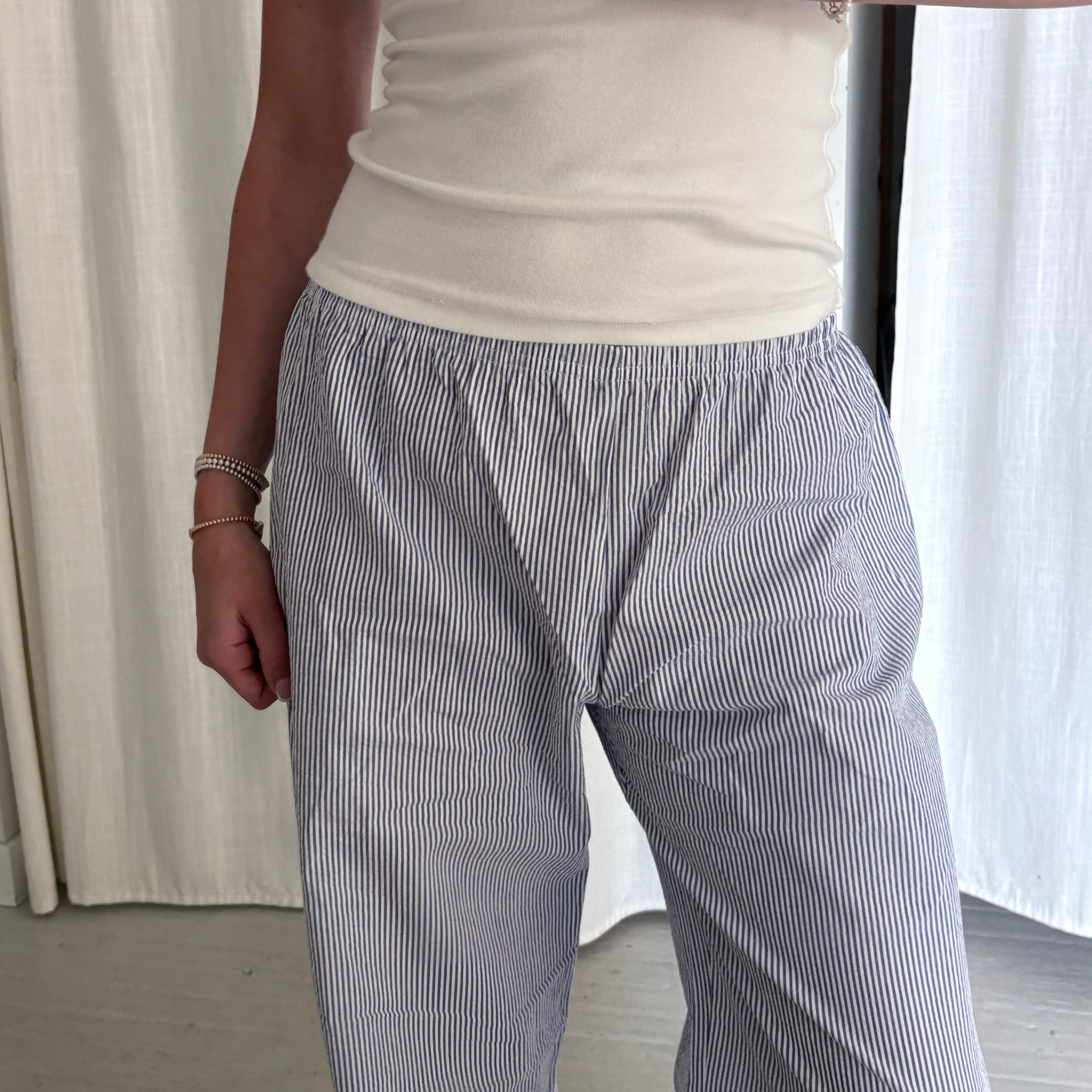 Daily Pant - Blue Seersucker