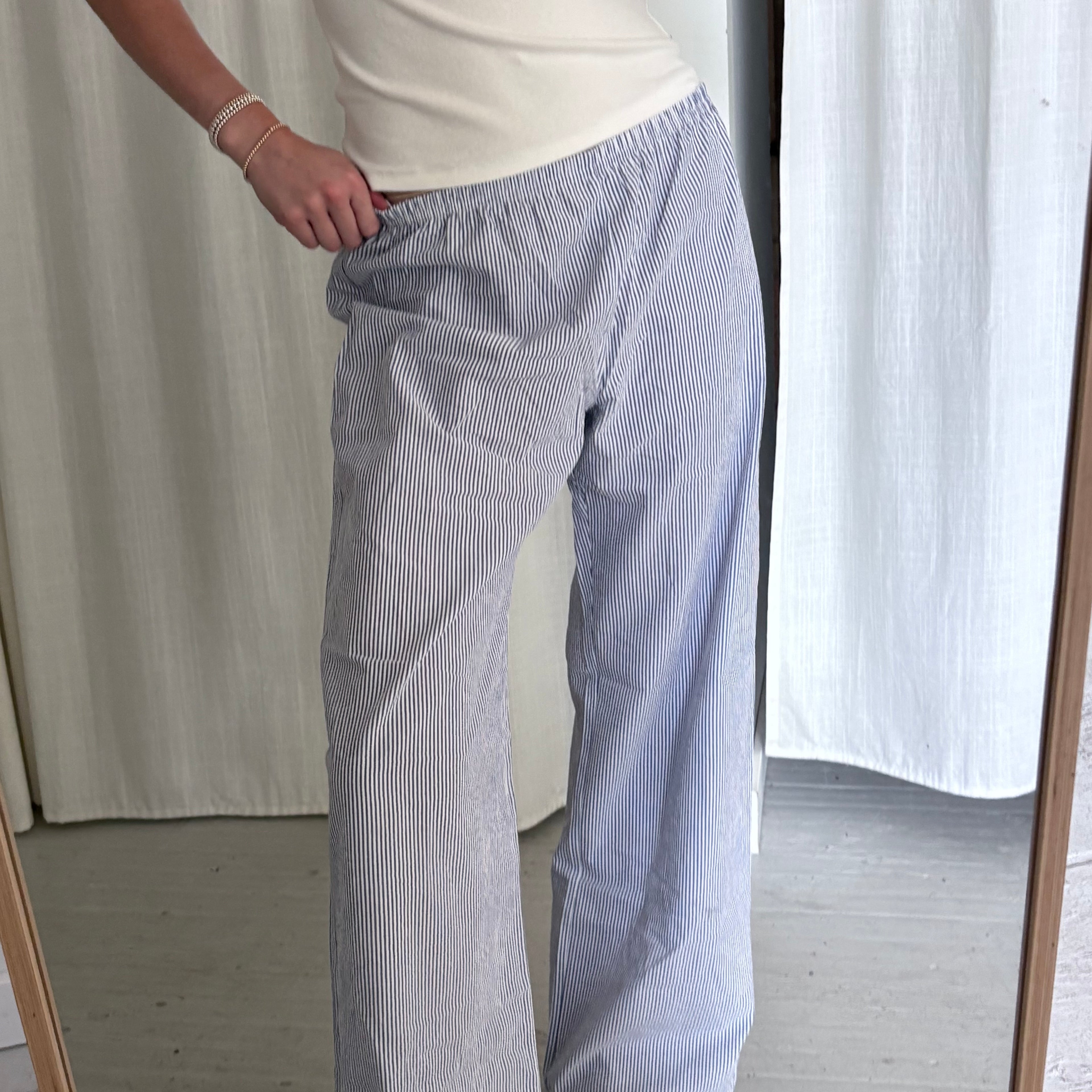 Daily Pant - Blue Seersucker