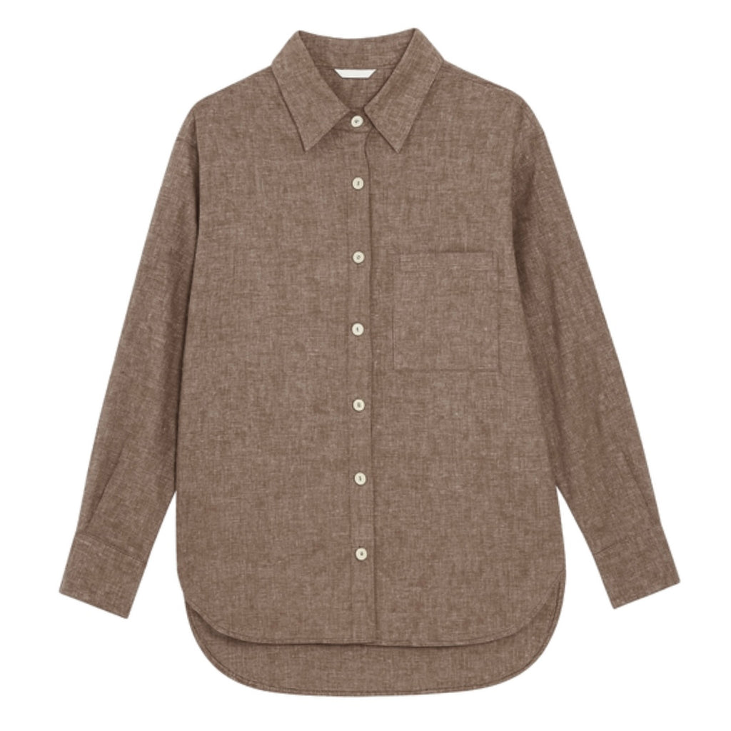 Daily Button Up - Brown Chambray