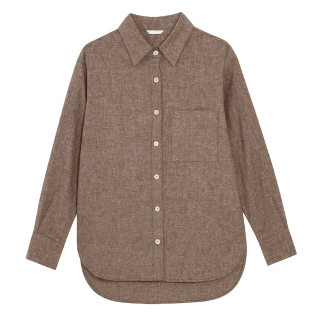 Daily Button Up - Brown Chambray