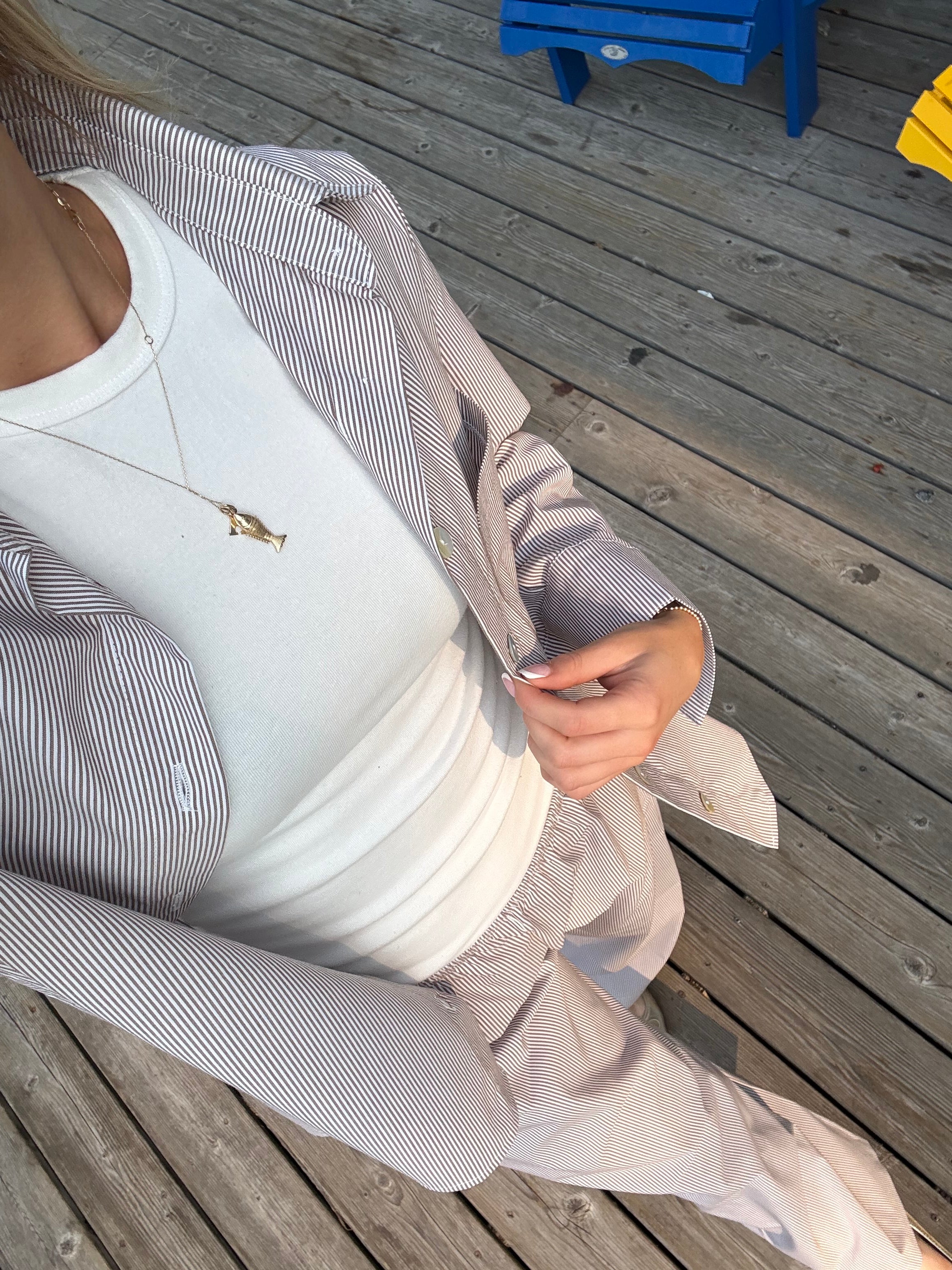 Daily Button Up - Brown Stripe