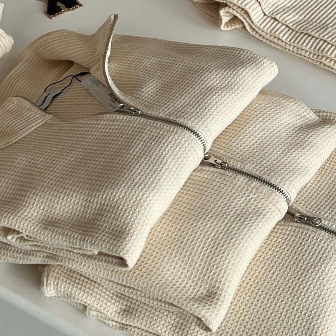 Waffle Half Zip Sweater