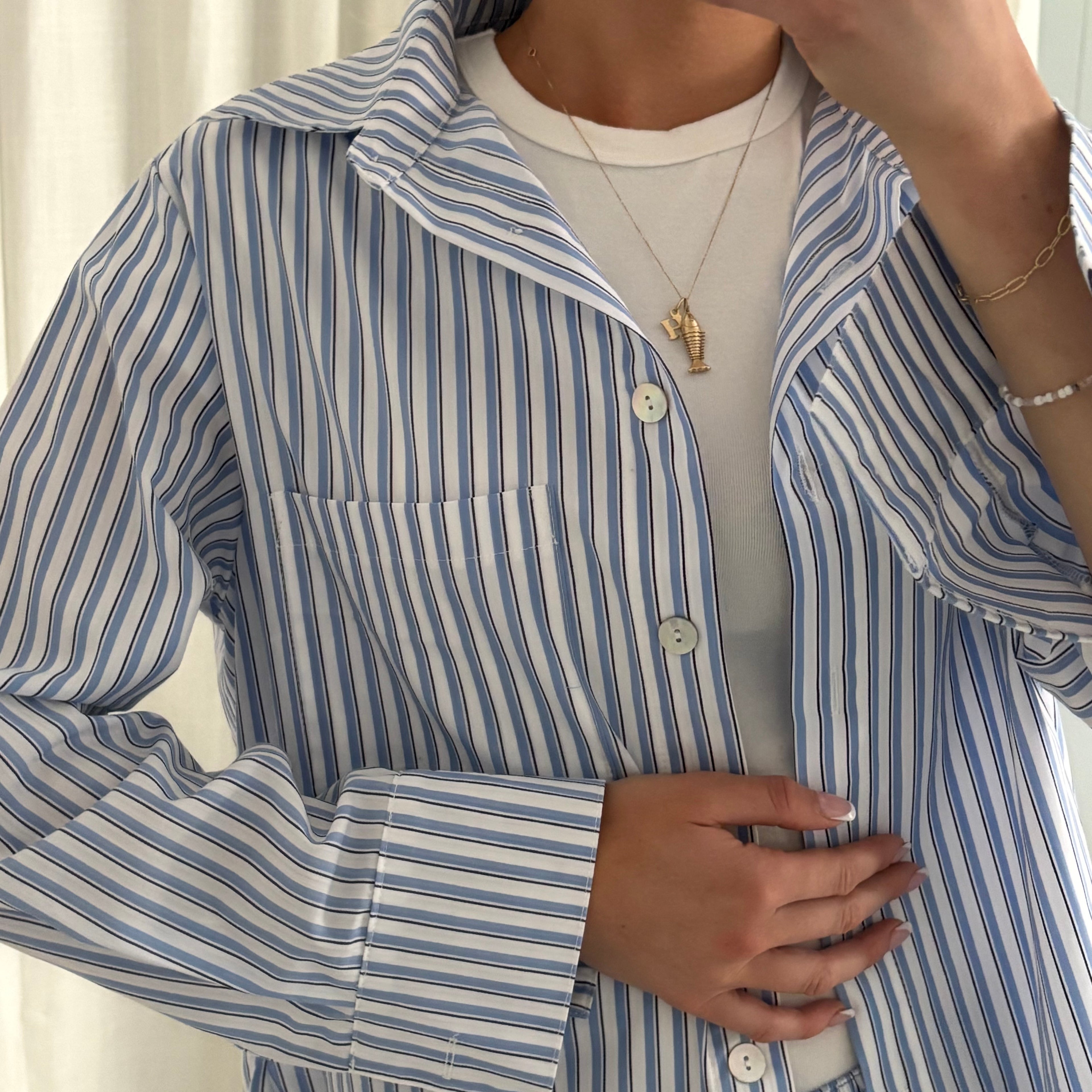 Daily Button Up - Blue Stripe