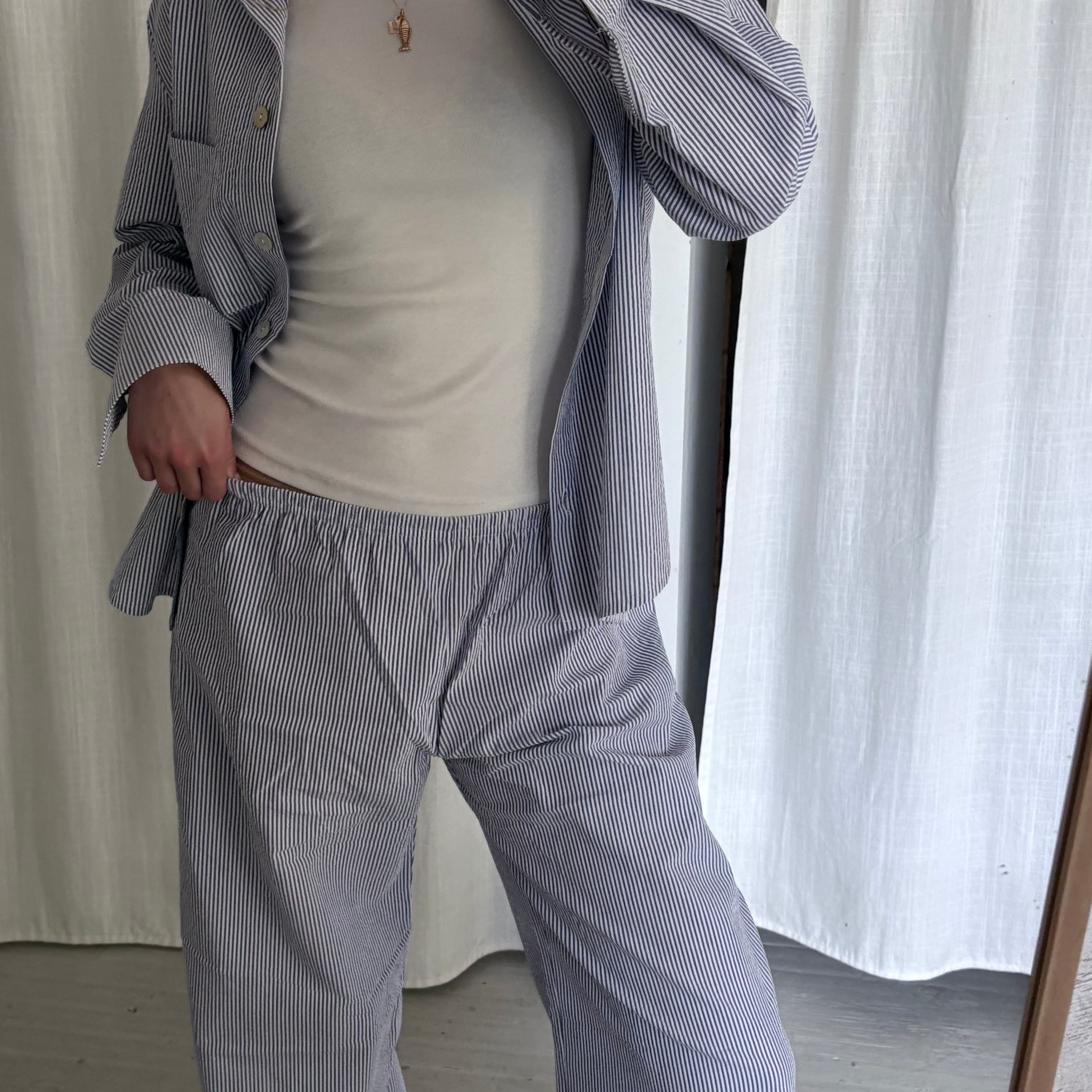 Daily Pant - Blue Seersucker