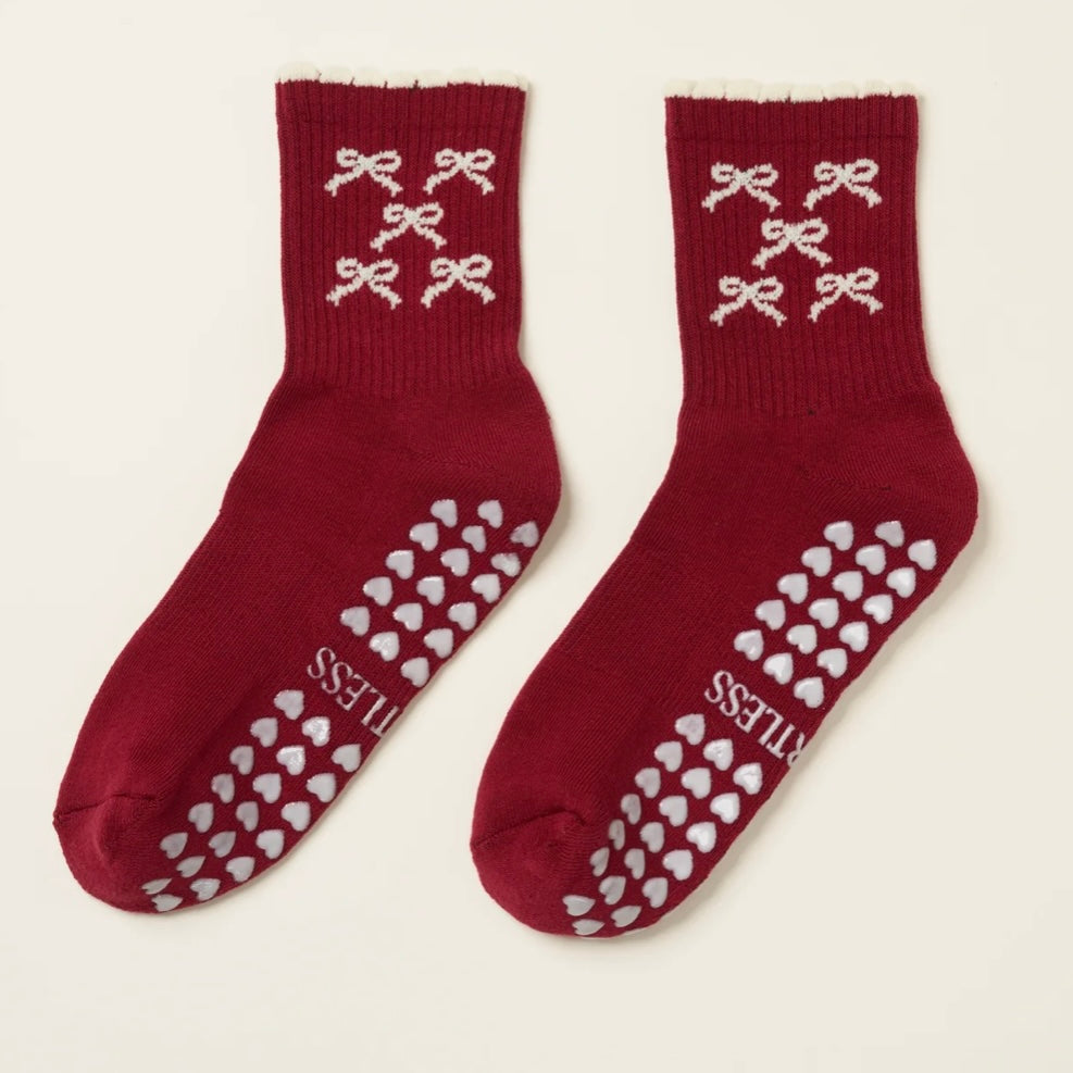 Red Bow Pilates Grip Sock