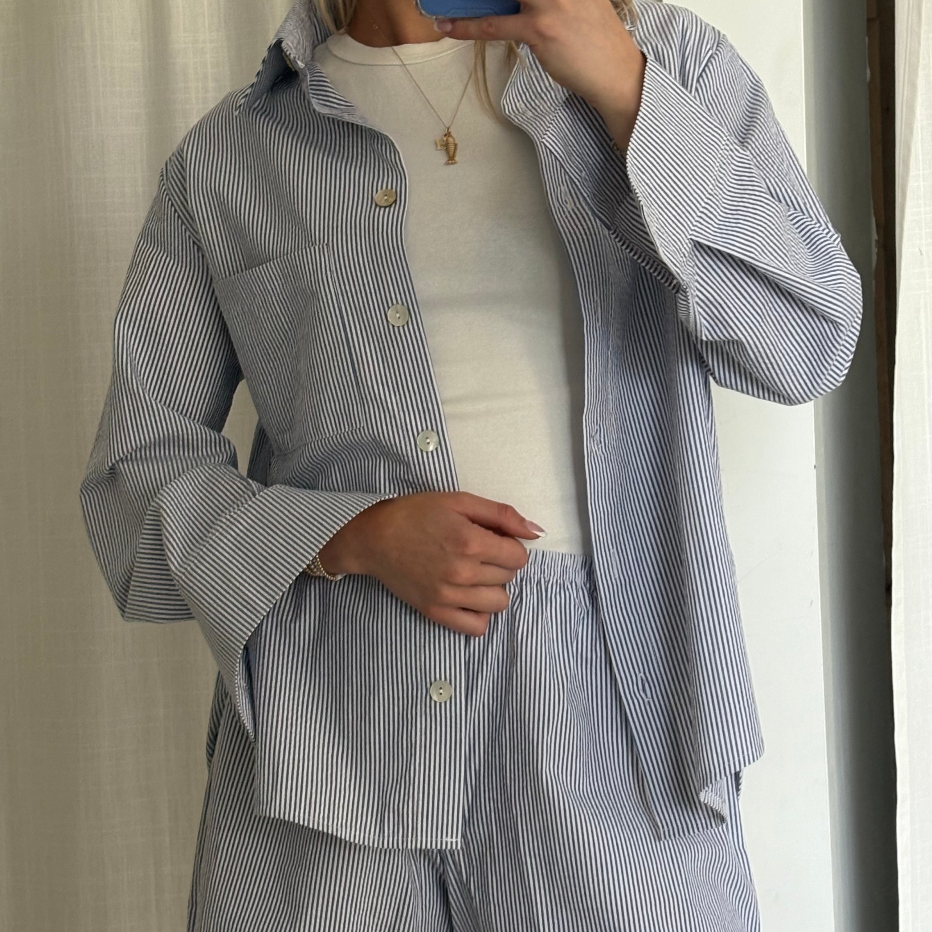 Daily Button Up - Blue Seersucker