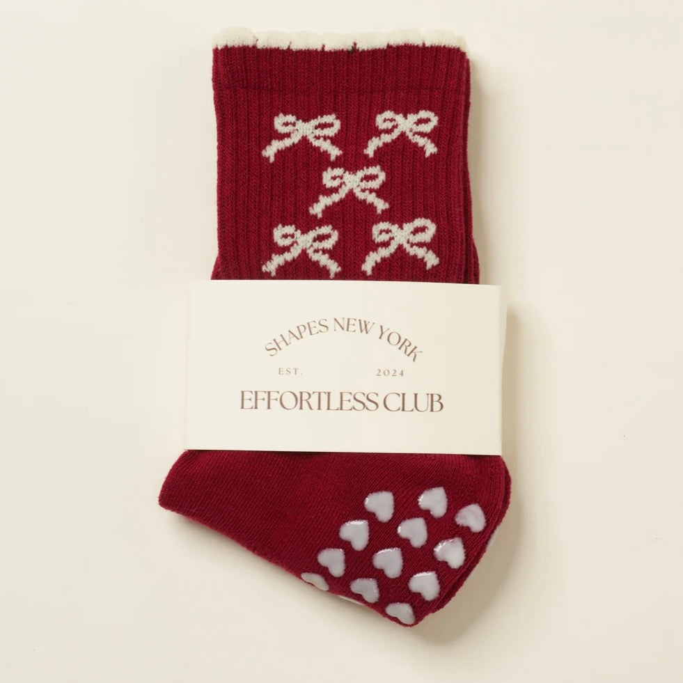 Red Bow Pilates Grip Sock