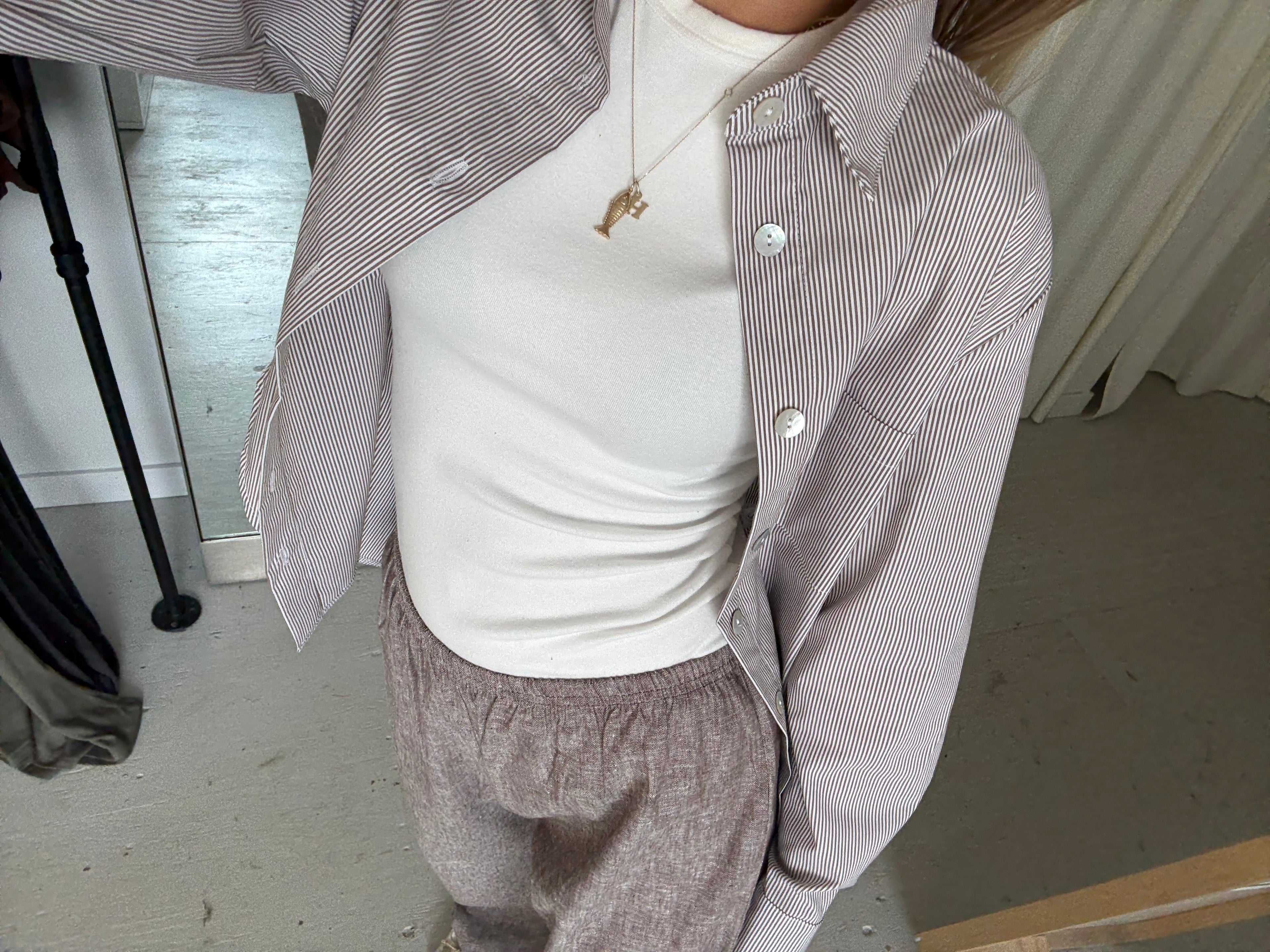 Daily Button Up - Brown Stripe