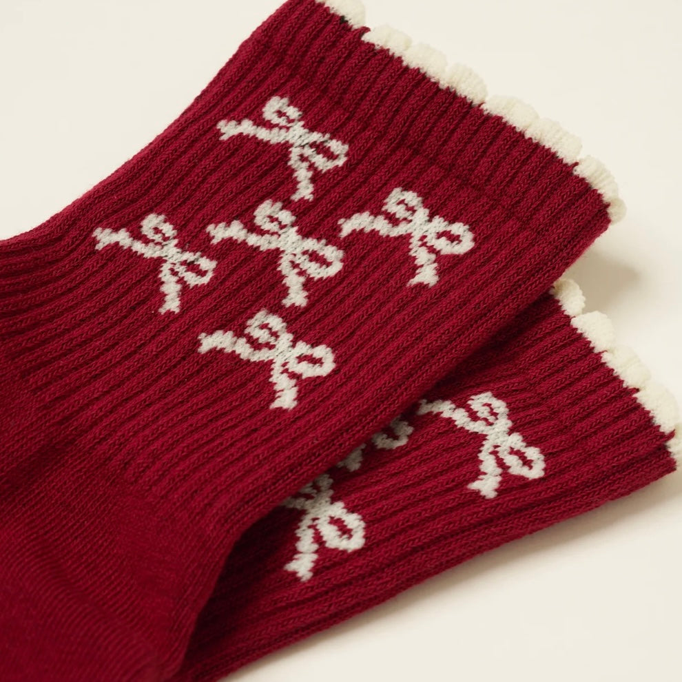 Red Bow Pilates Grip Sock