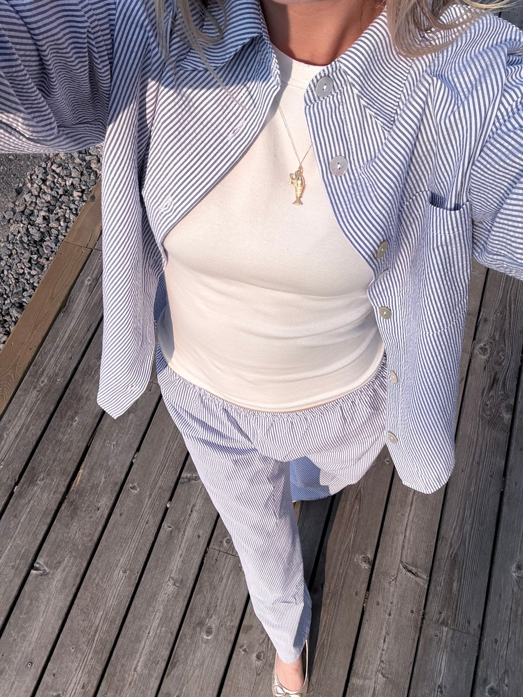Daily Pant - Blue Seersucker