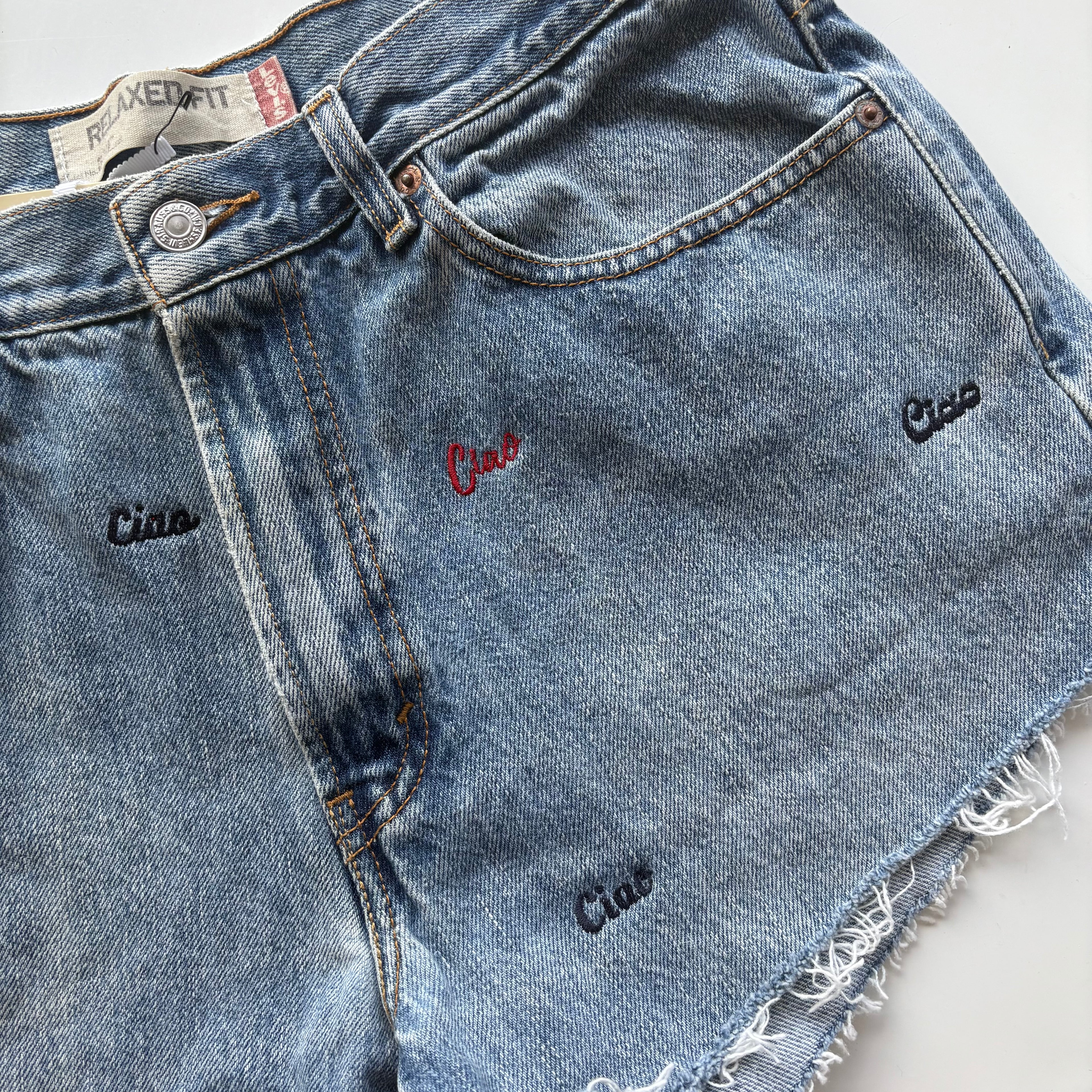 Embroidered Vintage Denim Short