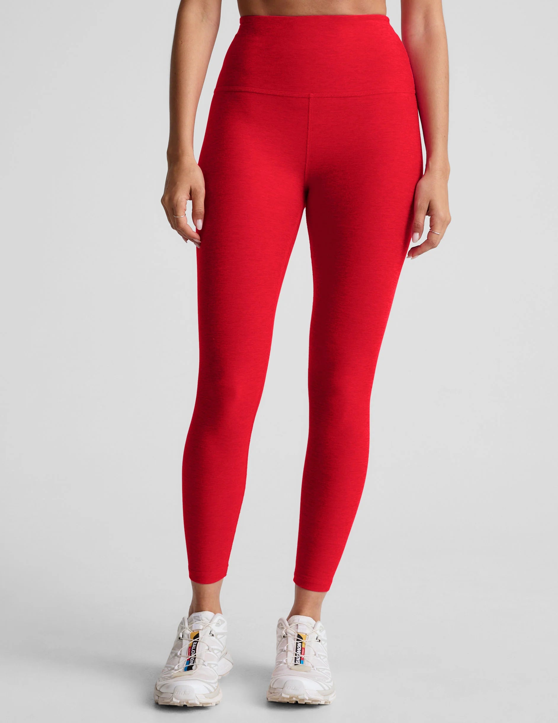 Spacedye Caught In The Midi High Waisted Legging - Candy Apple Red Heather