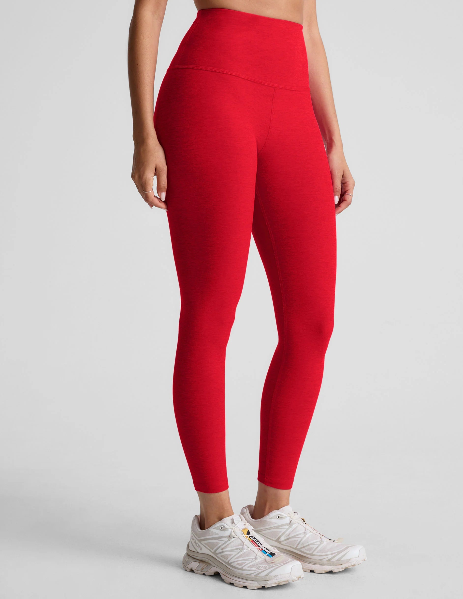 Spacedye Caught In The Midi High Waisted Legging - Candy Apple Red Heather