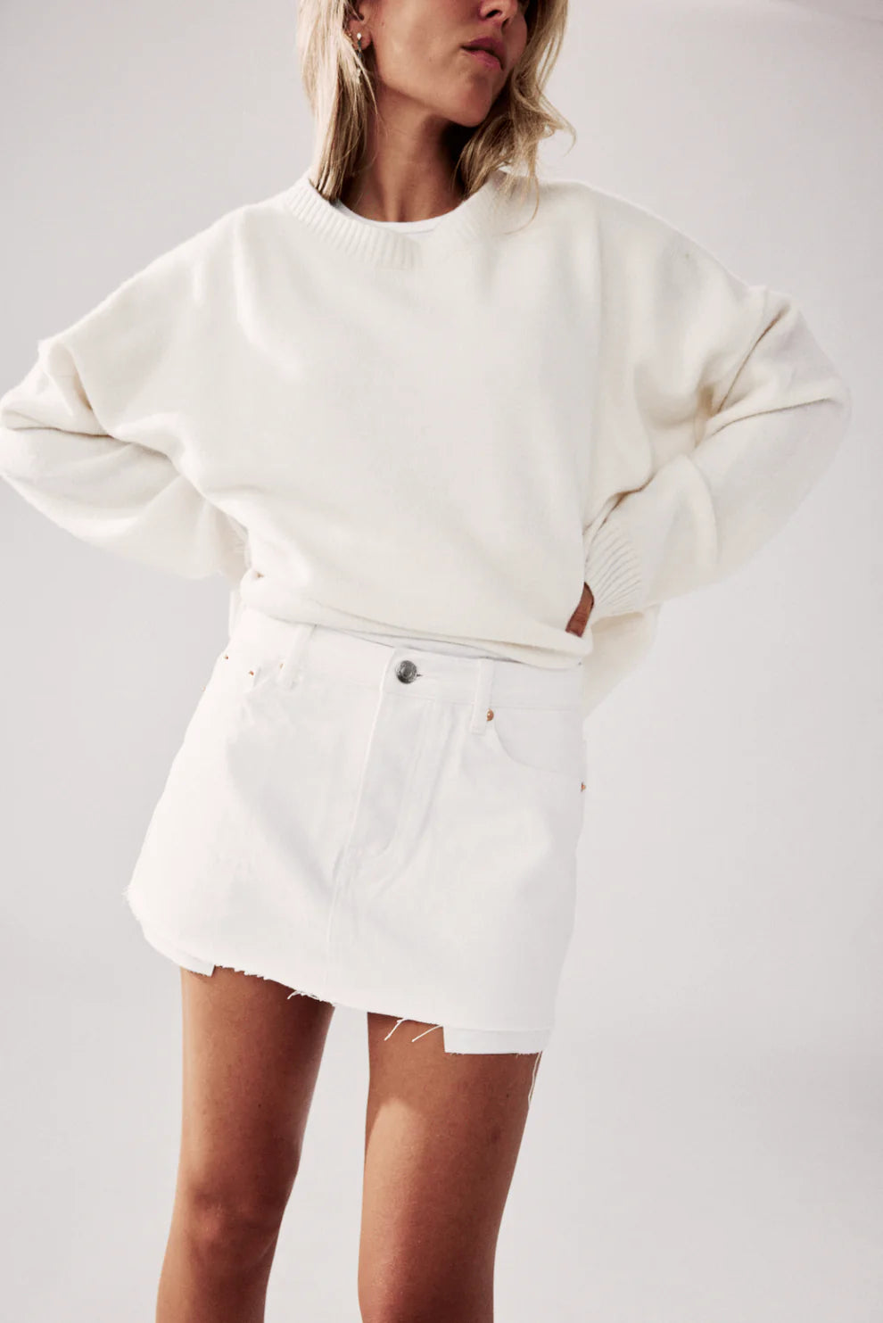 Denim Mini Skirt - White