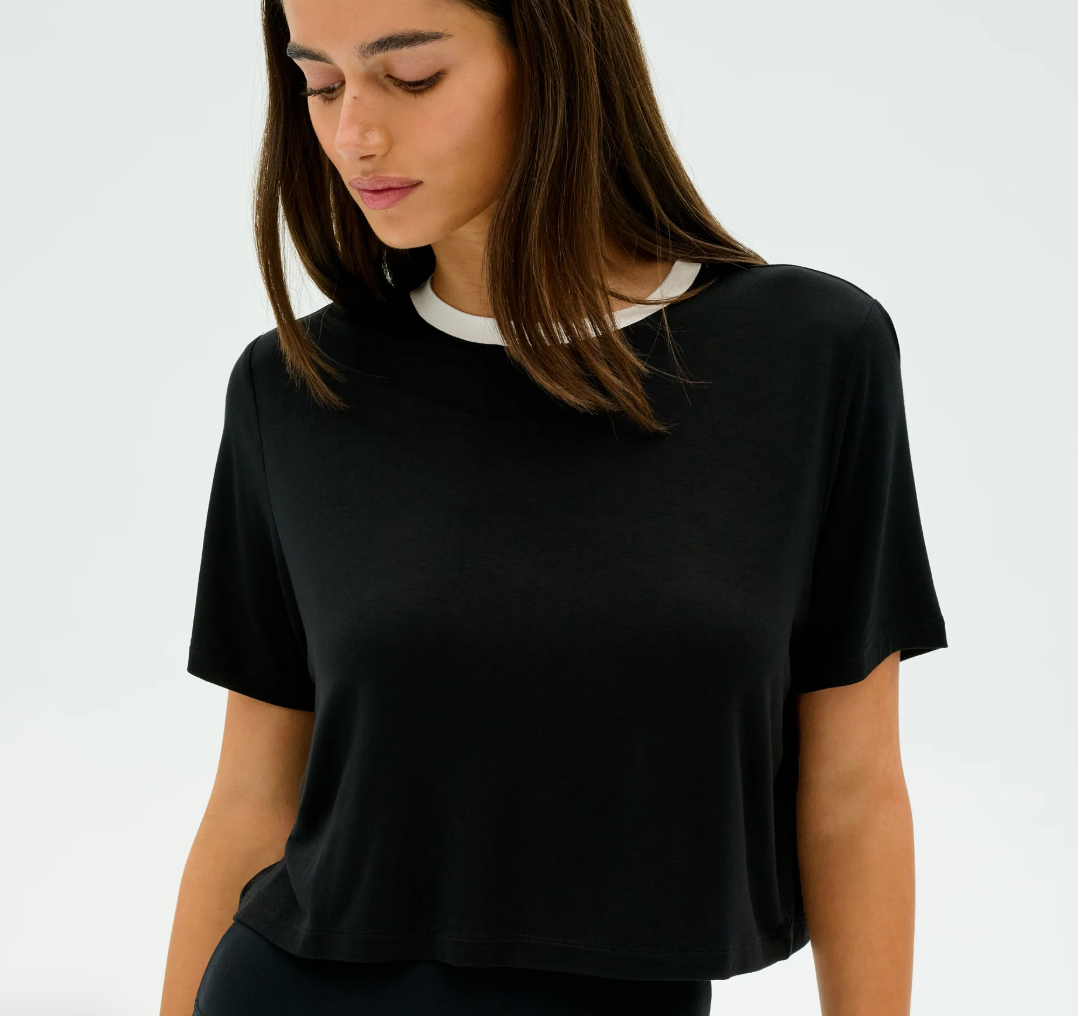 Djuna Crop Ringer - Black/White