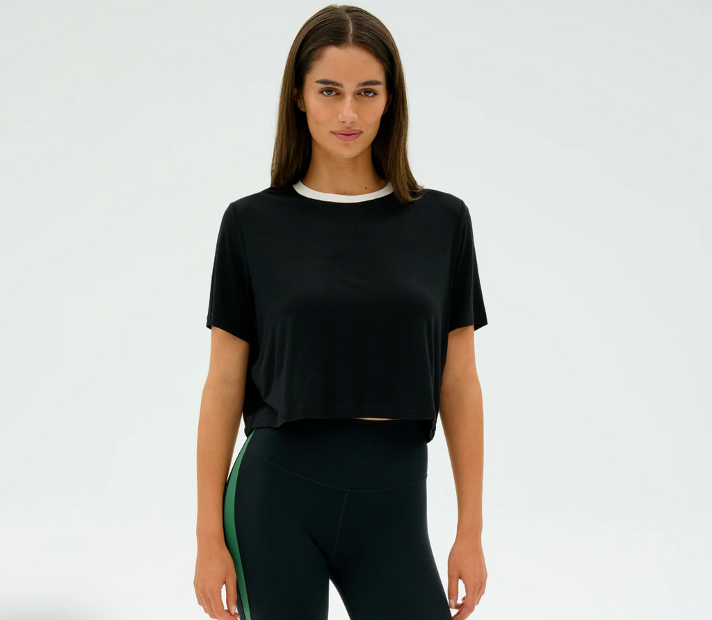 Djuna Crop Ringer - Black/White