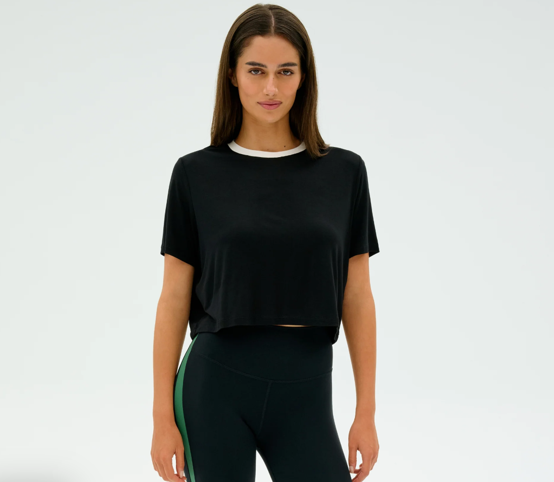 Djuna Crop Ringer - Black/White
