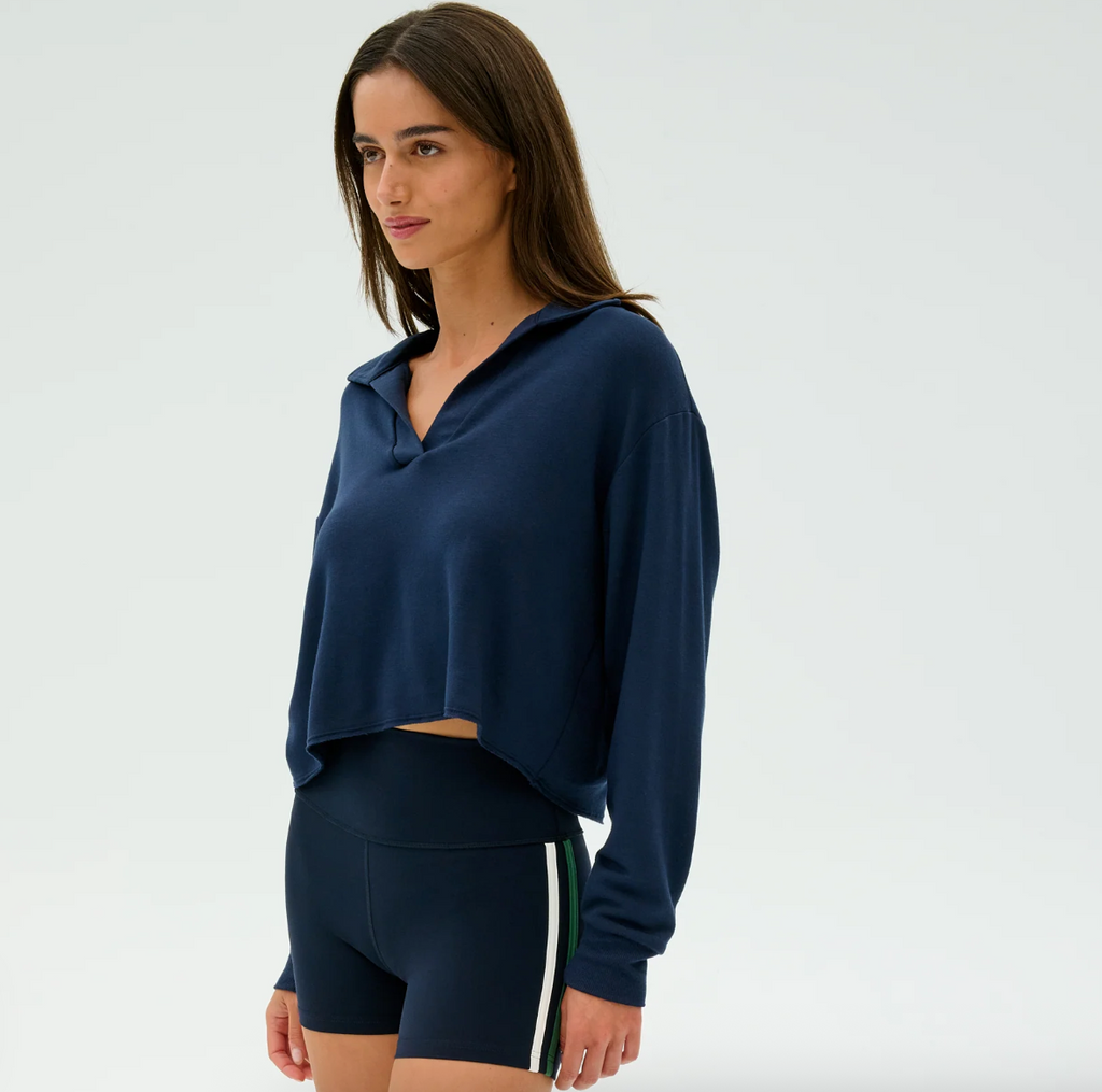 Joan Fleece Polo Sweatshirt- Indigo