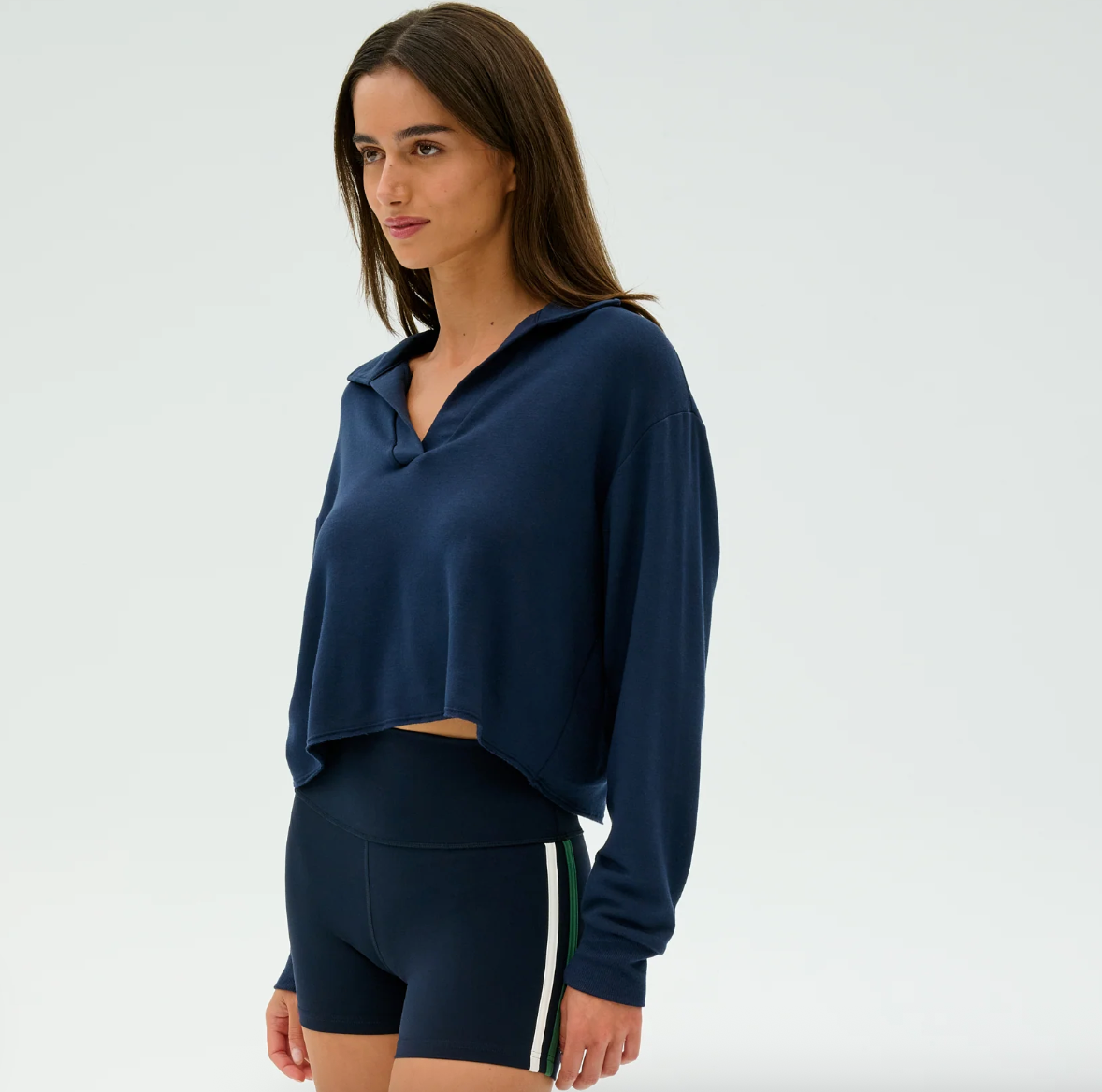 Joan Fleece Polo Sweatshirt- Indigo