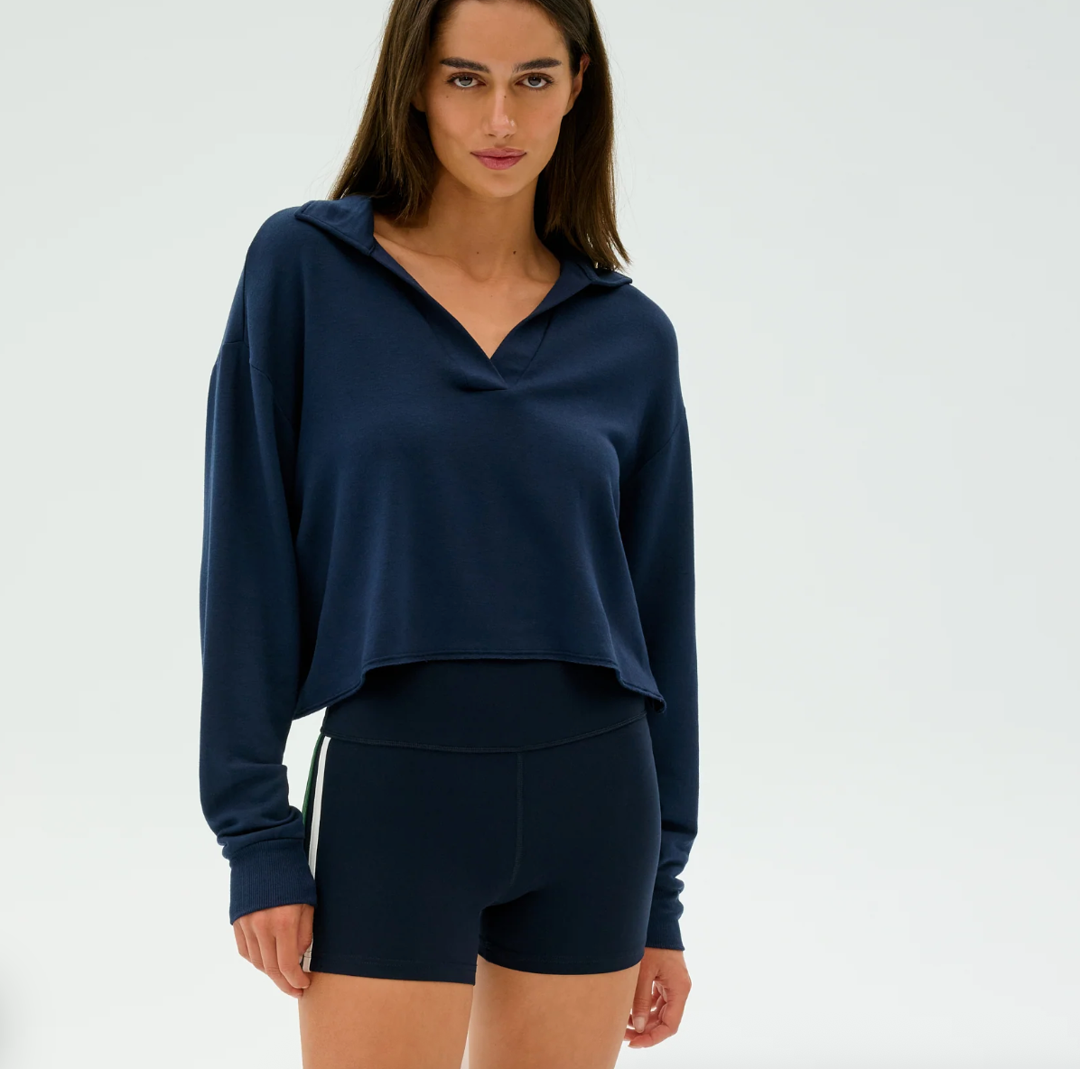 Joan Fleece Polo Sweatshirt- Indigo