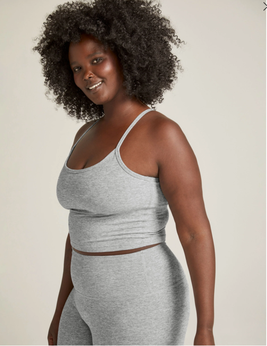 Spacedye Slim Racerback Cropped Tank - Silver Mist