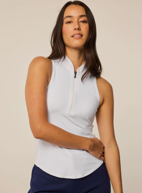 Sleeveless Vesta Mock Neck Top - Arctic
