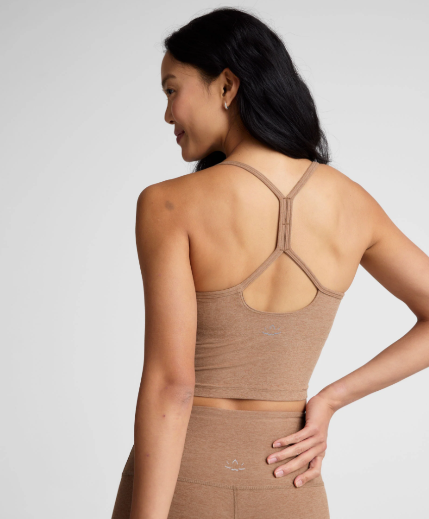 Spacedye Slim Racerback Cropped Tank - Desert Sand Heather