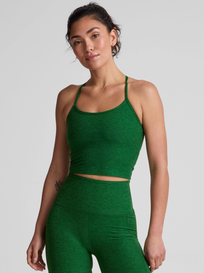 Spacedye Slim Racerback Cropped Tank - Summer Thyme Green Heather